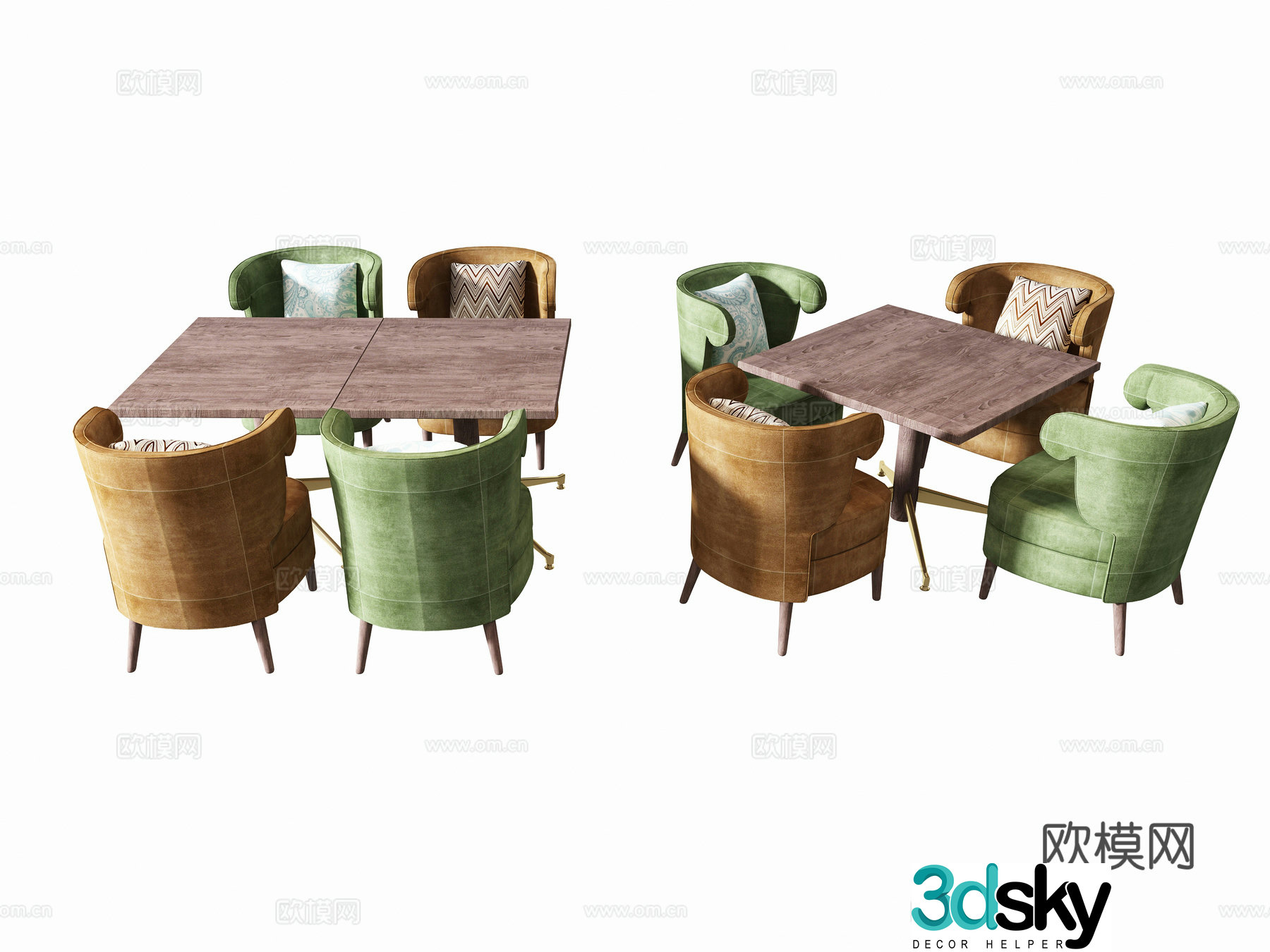 Nordic dining table and chairs 3d model
