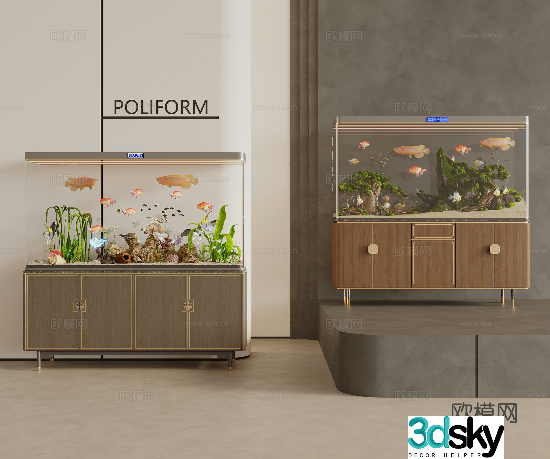 New Chinese fish tank aquarium fish tank cabinet 3D model