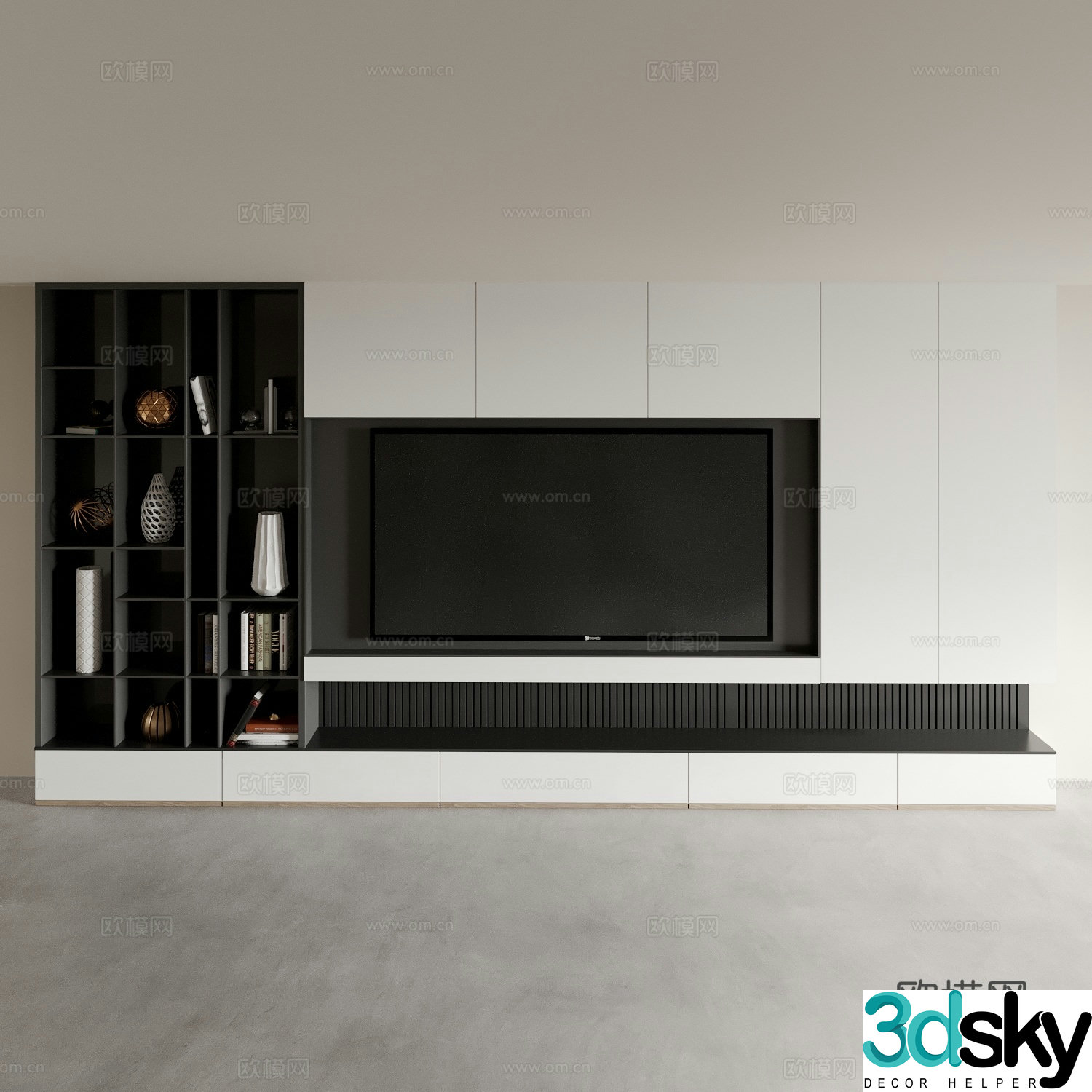 Modern TV background wall 3d model
