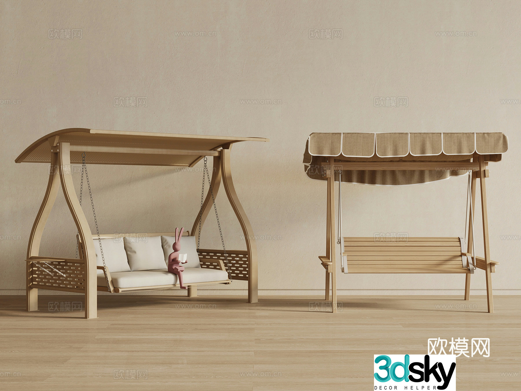 New Chinese style hanging chair garden chair swing 3d model