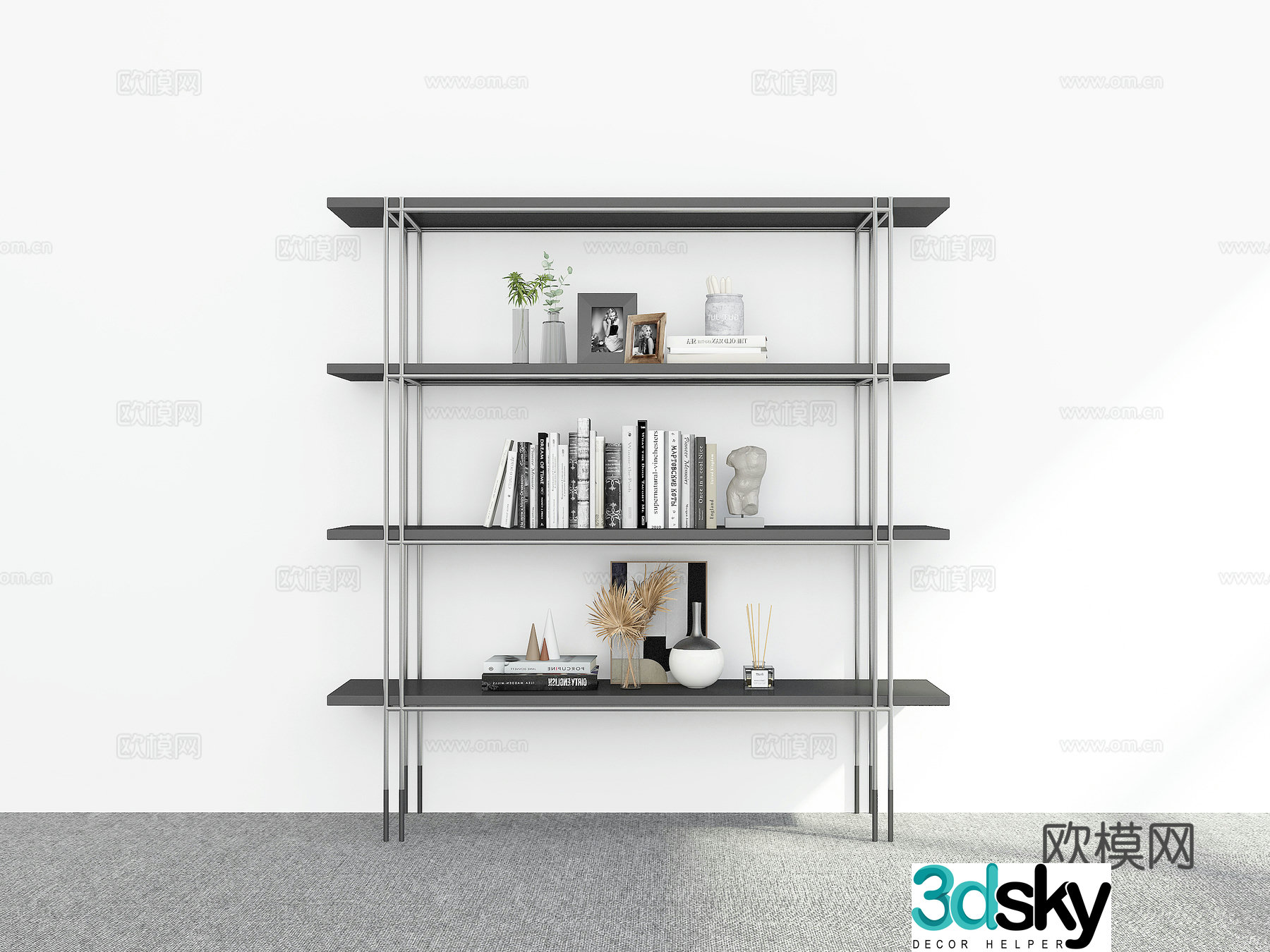 Modern bookshelf 3d model