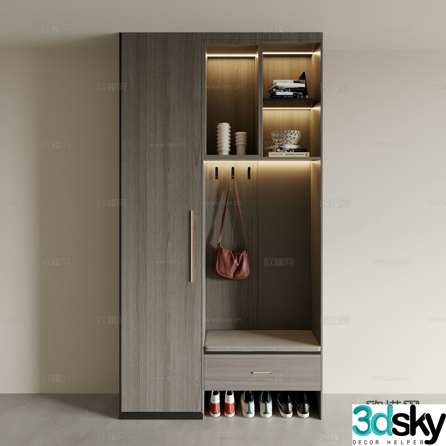 Modern porch shoe cabinet 3d model