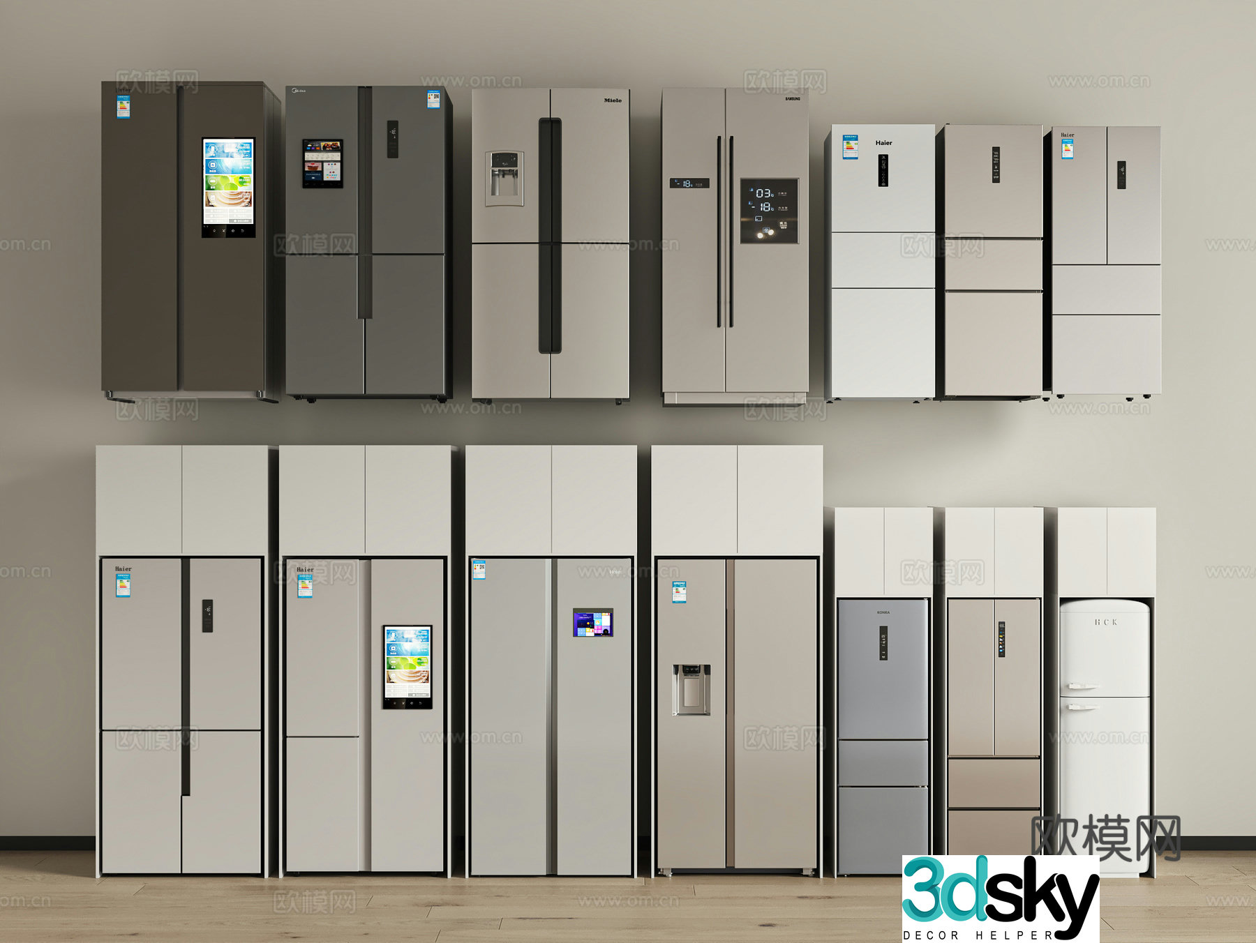 Modern refrigerator freezer 3d model