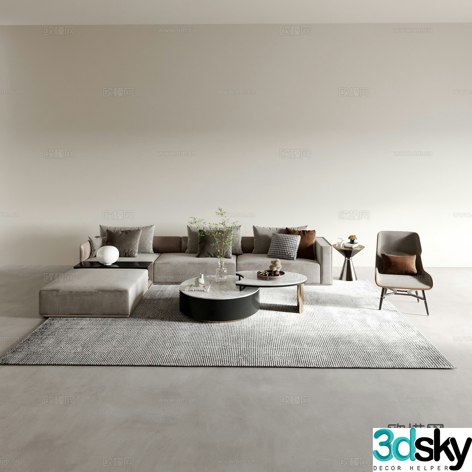 Modern sectional sofa 3d model