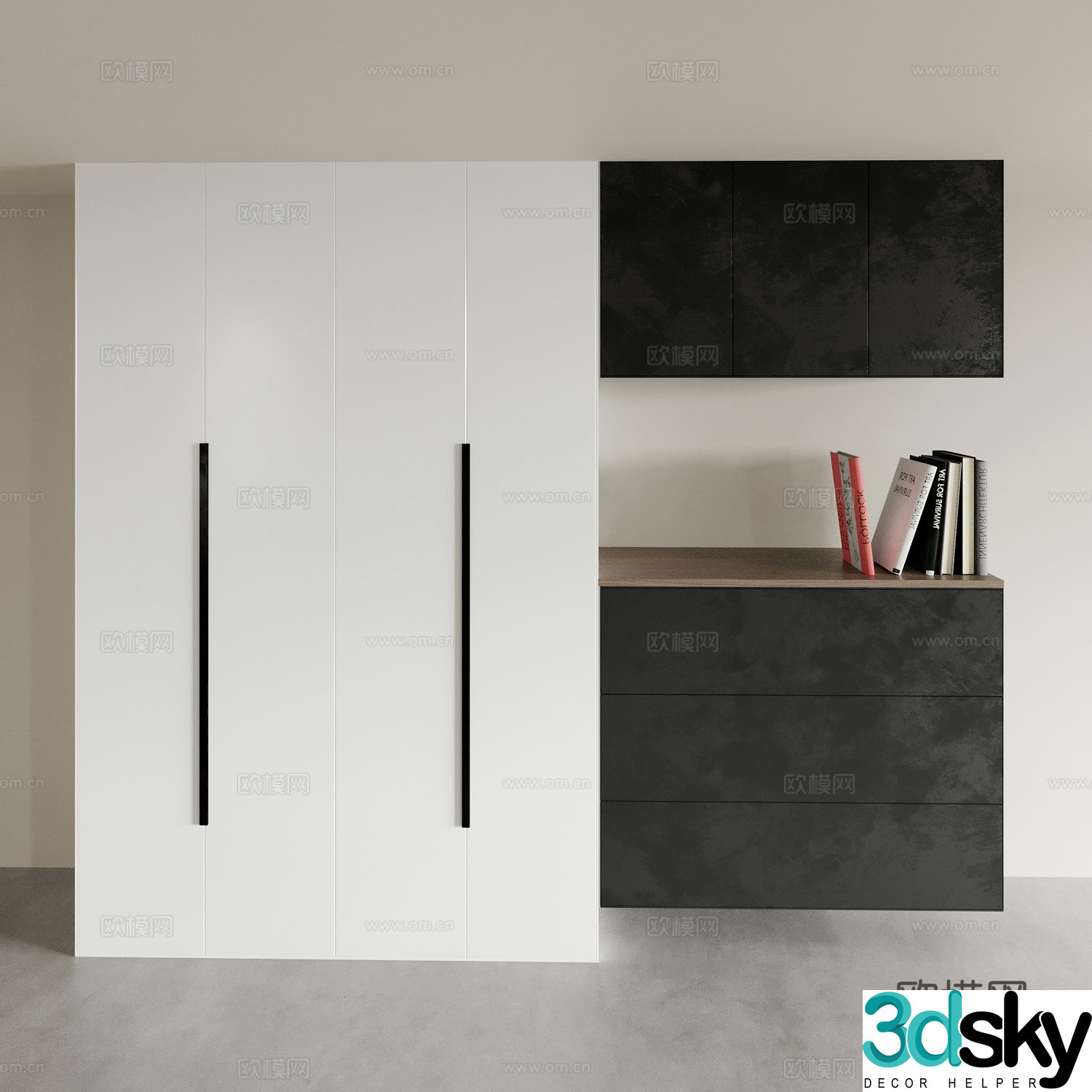 Modern integrated wardrobe side cabinet shoe cabinet 3d model