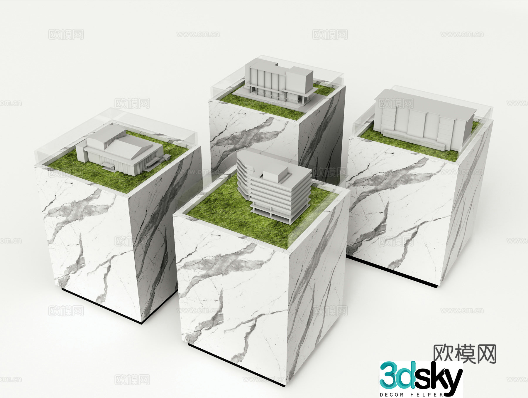 Modern building sand table 3d model
