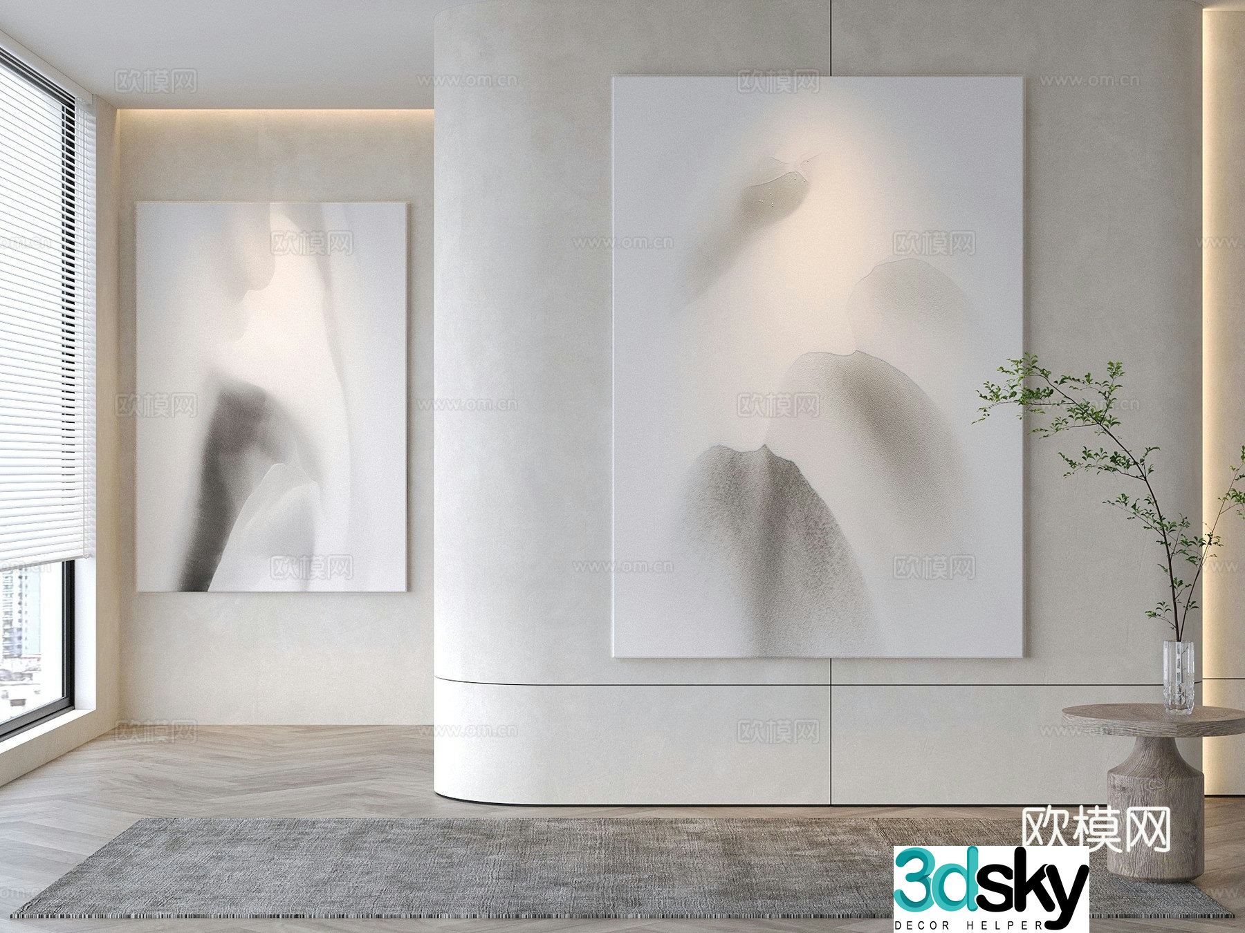 Modern decorative painting Texture painting Abstract painting 3d model