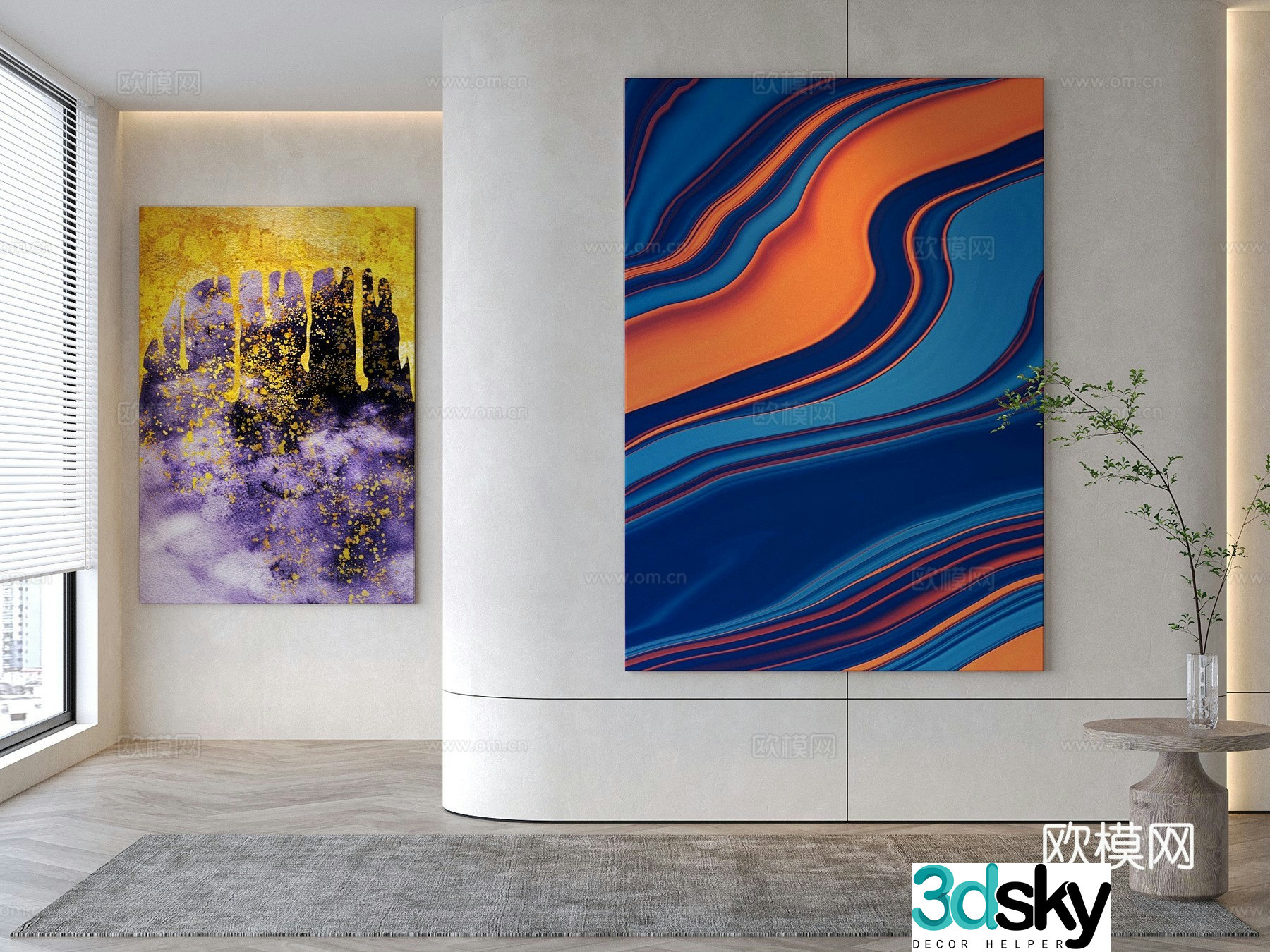 Modern decorative painting Texture painting Abstract painting 3d model