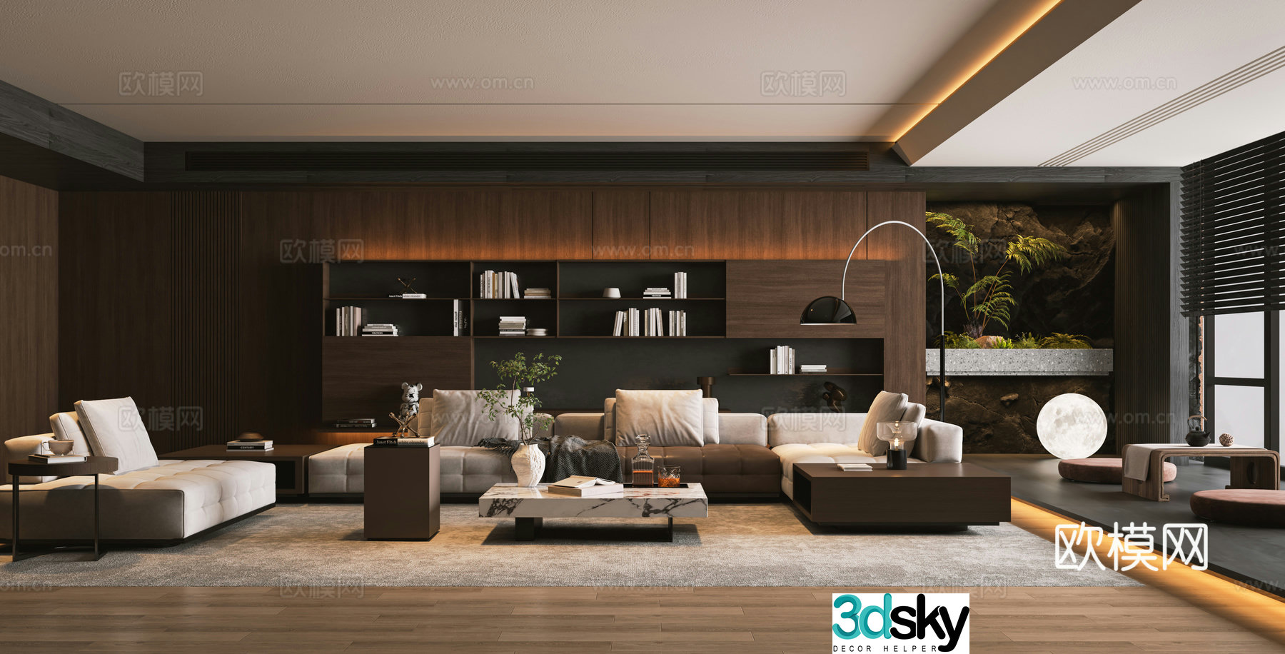 Minotti modular sofa living room 3d model
