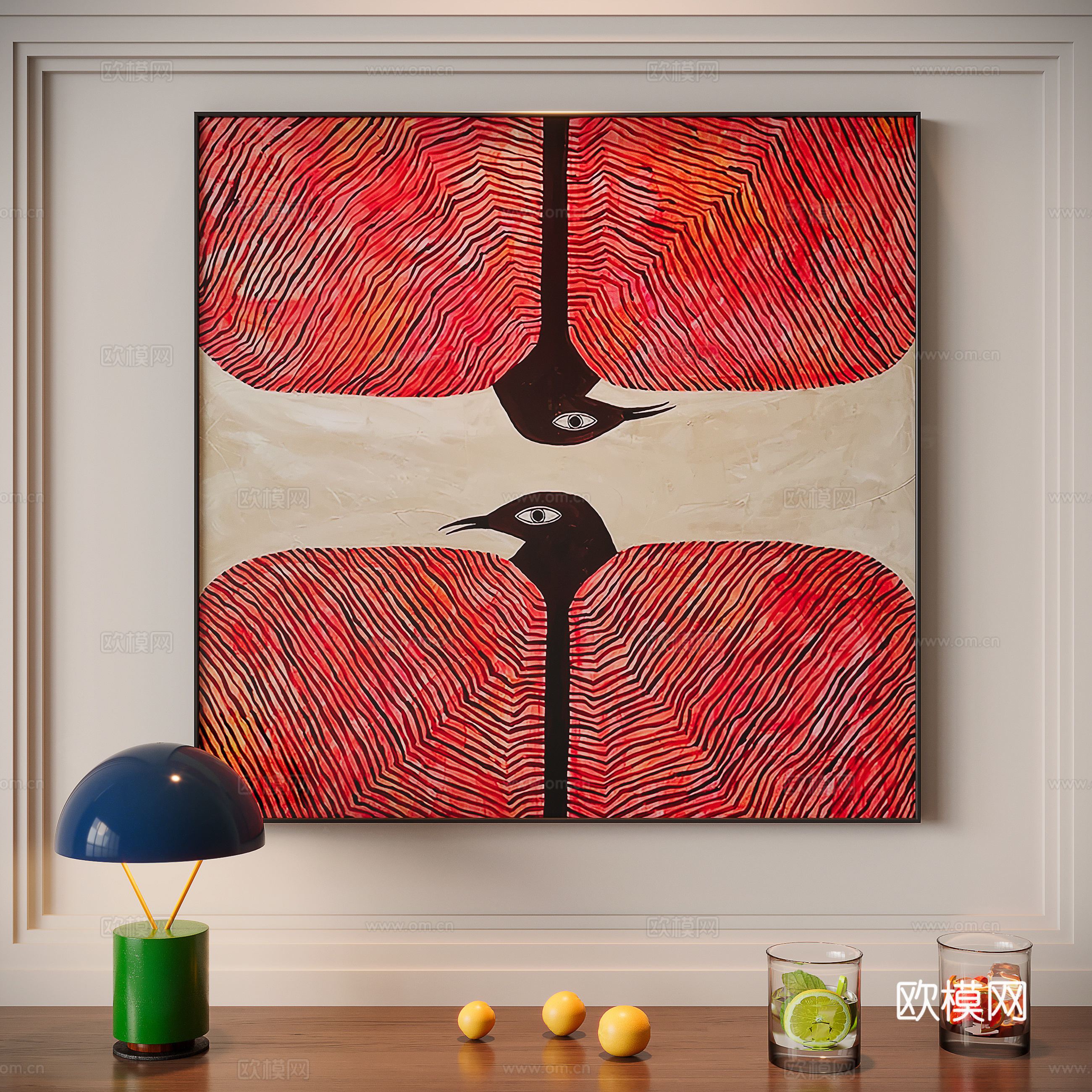 Modern texture painting decorative painting 3d model