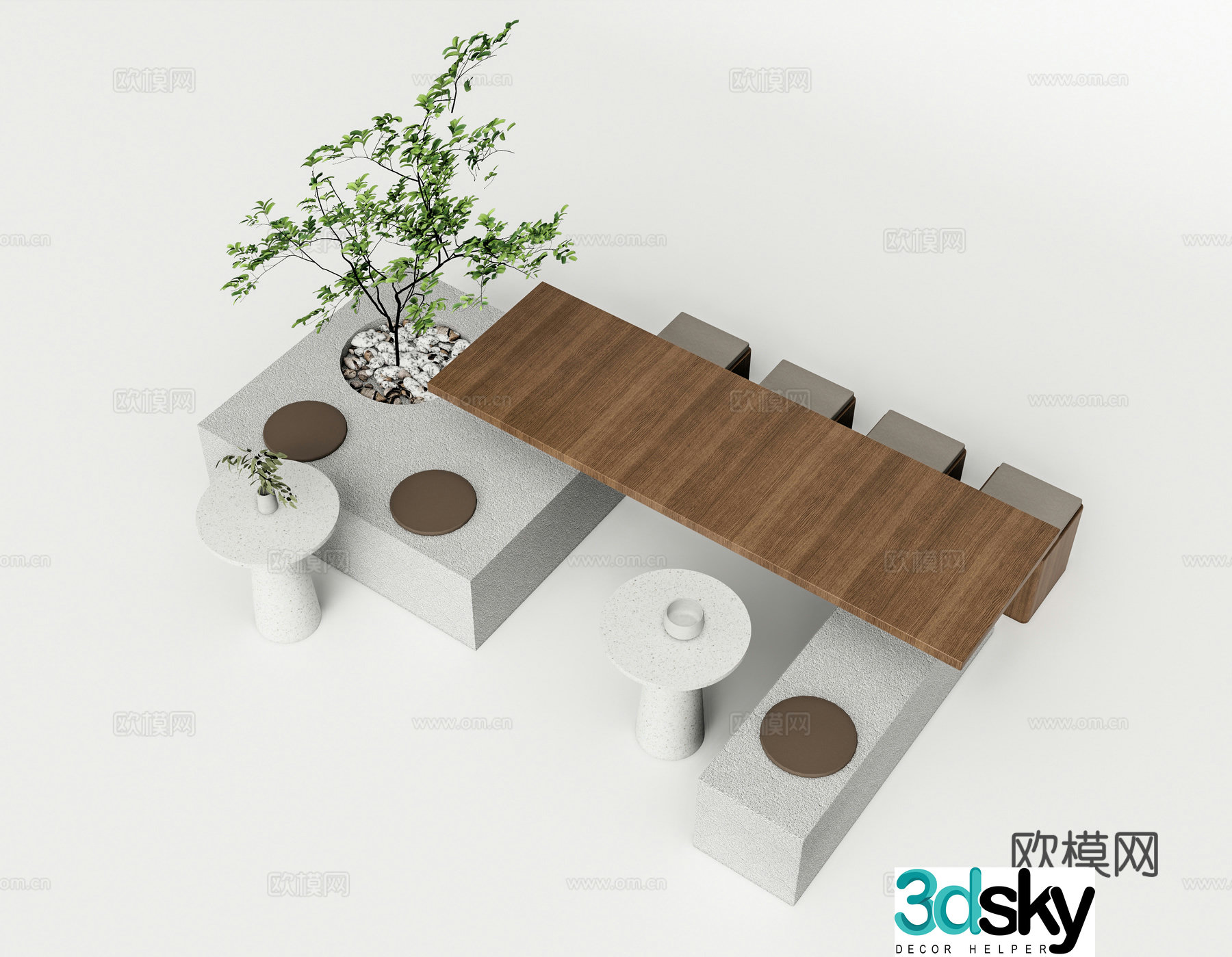 Modern outdoor landscape seating 3d model