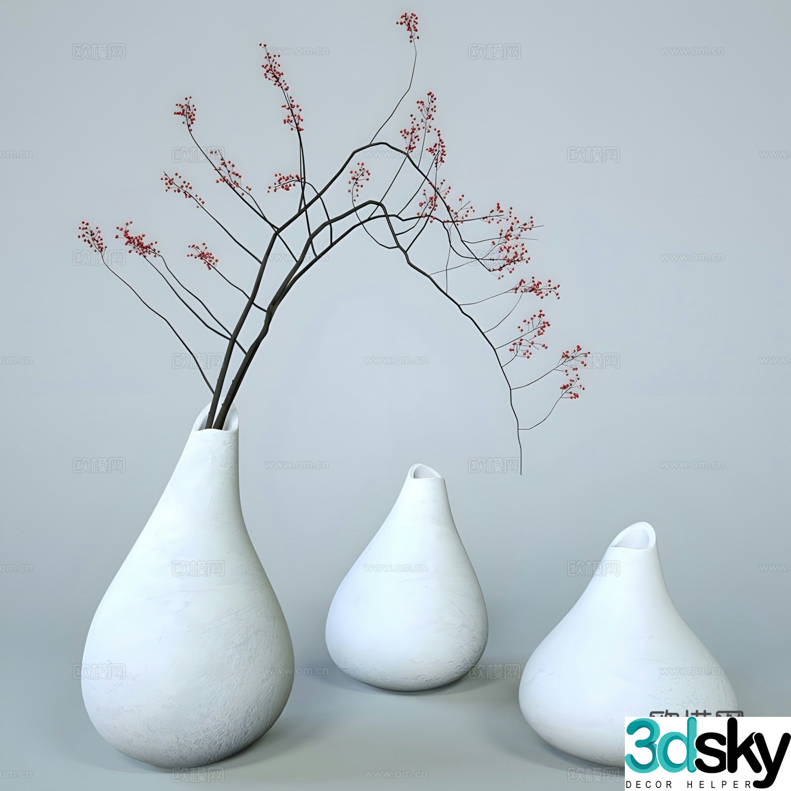 Ceramic vase floral 3d model