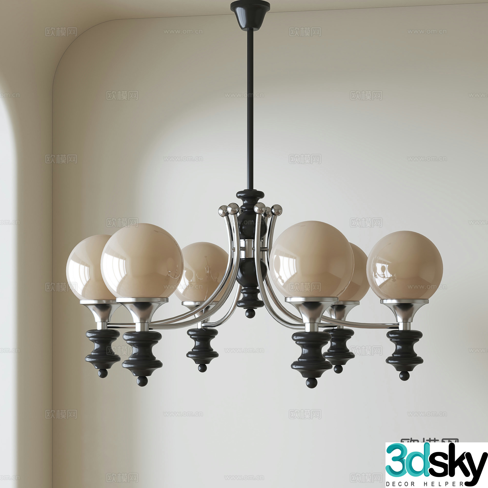 French multi-head chandelier 3d model
