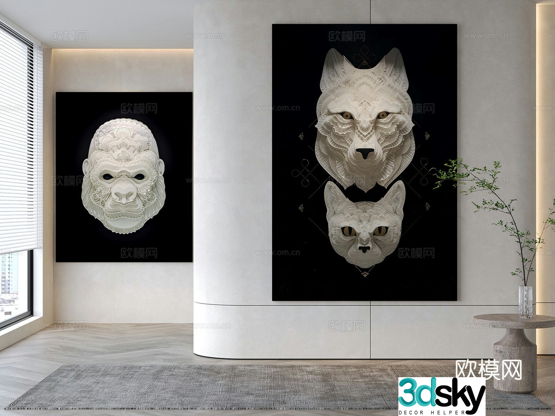 Modern decorative painting Animal hanging painting 3d model
