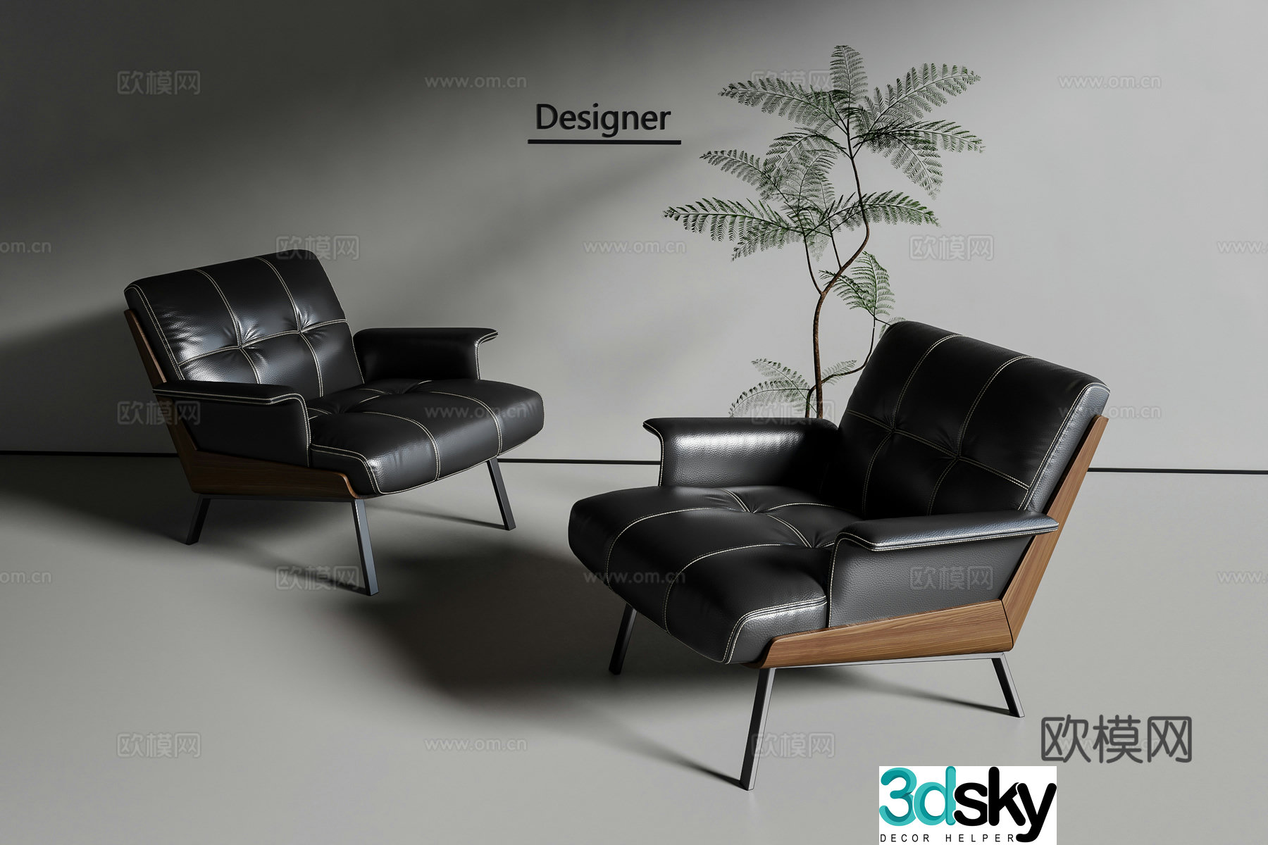 Italian style chair leisure chair 3d model