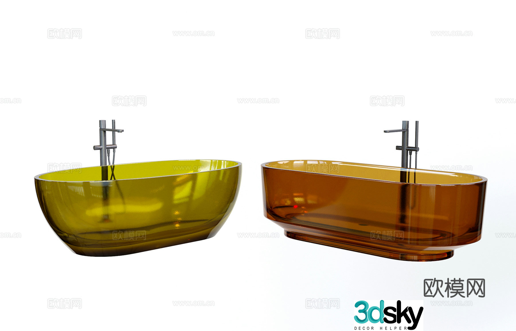 Modern bathtub glass bathtub 3d model
