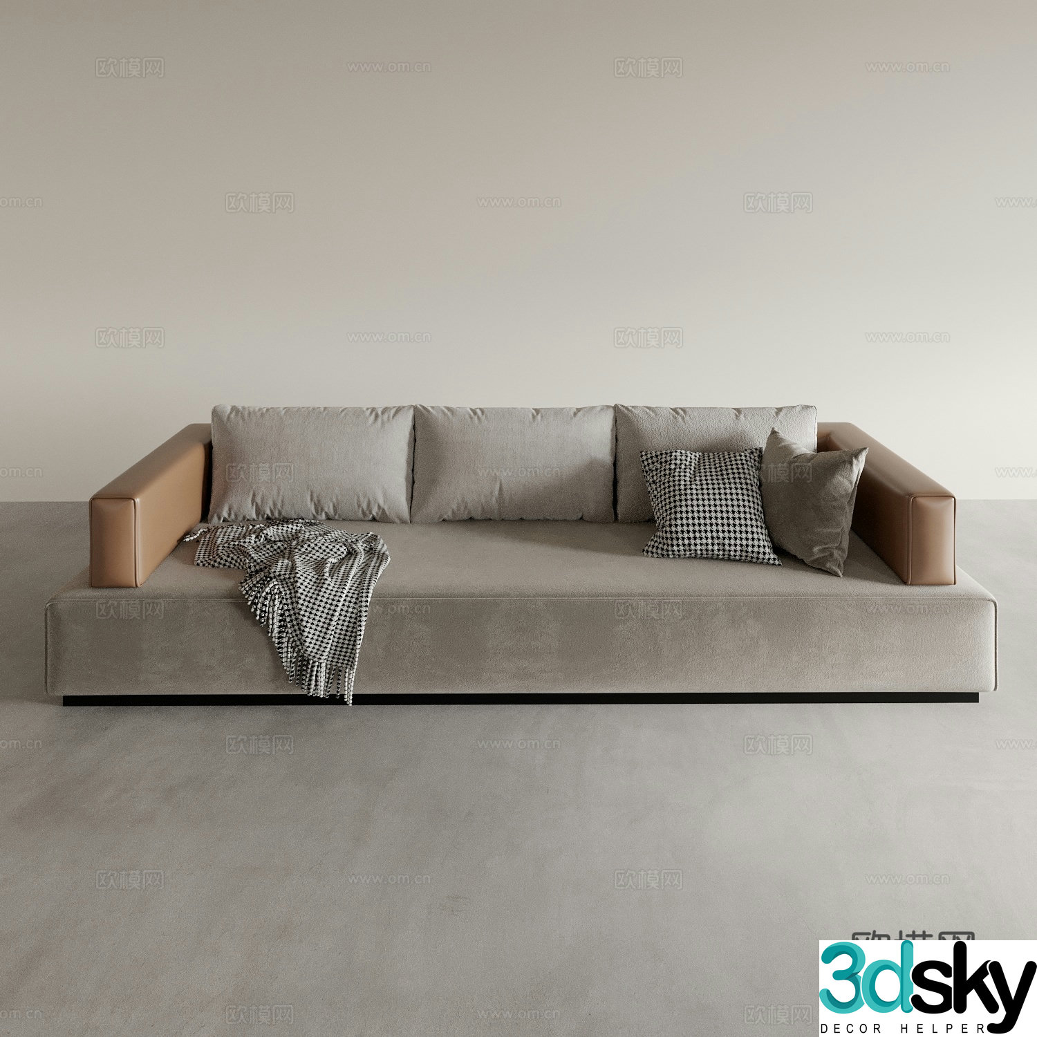 Modern three-seat sofa 3d model