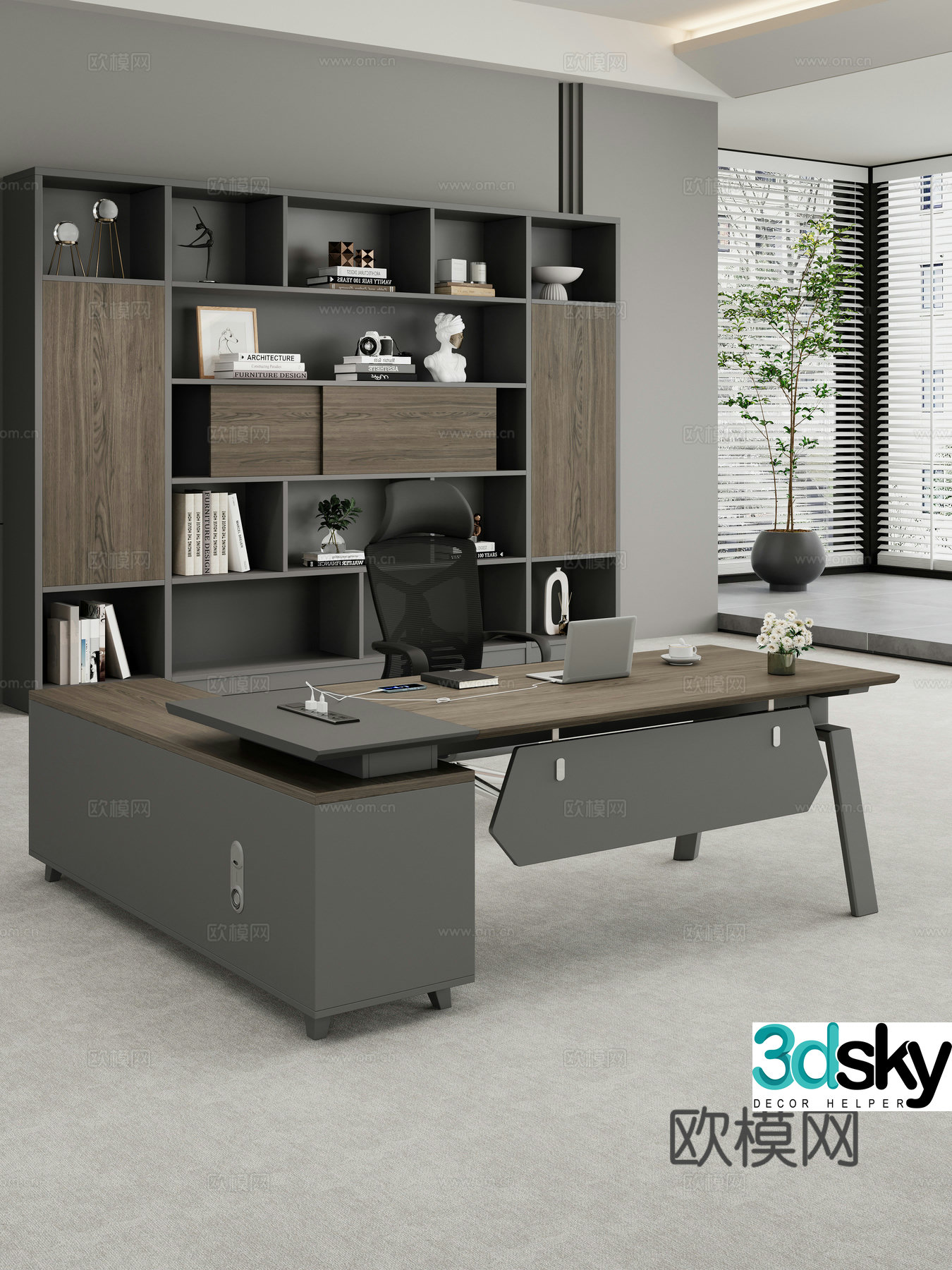 Modern desk table manager table boss table financial table 3D model