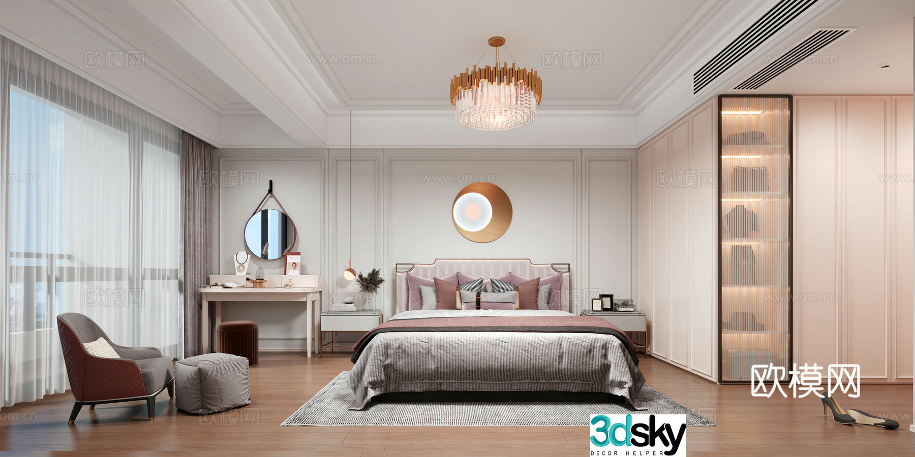 Modern bedroom girl room 3d model