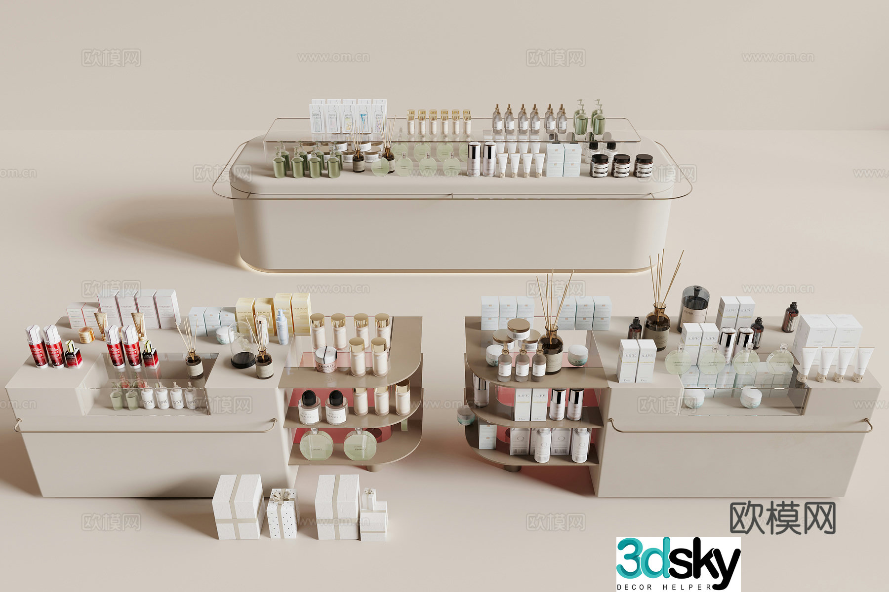 Modern cosmetics showcase 3d model