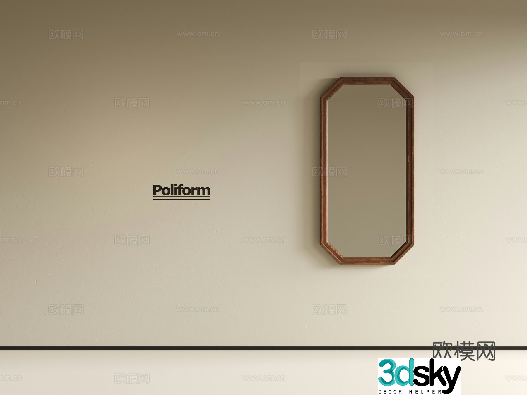 Wabi-sabi mirror dressing mirror bathroom mirror 3d model
