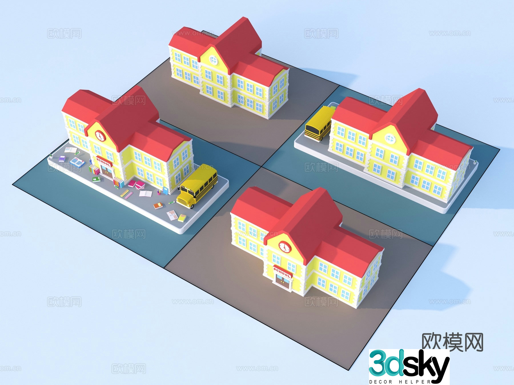Cartoon toys architectural sketch 3d model