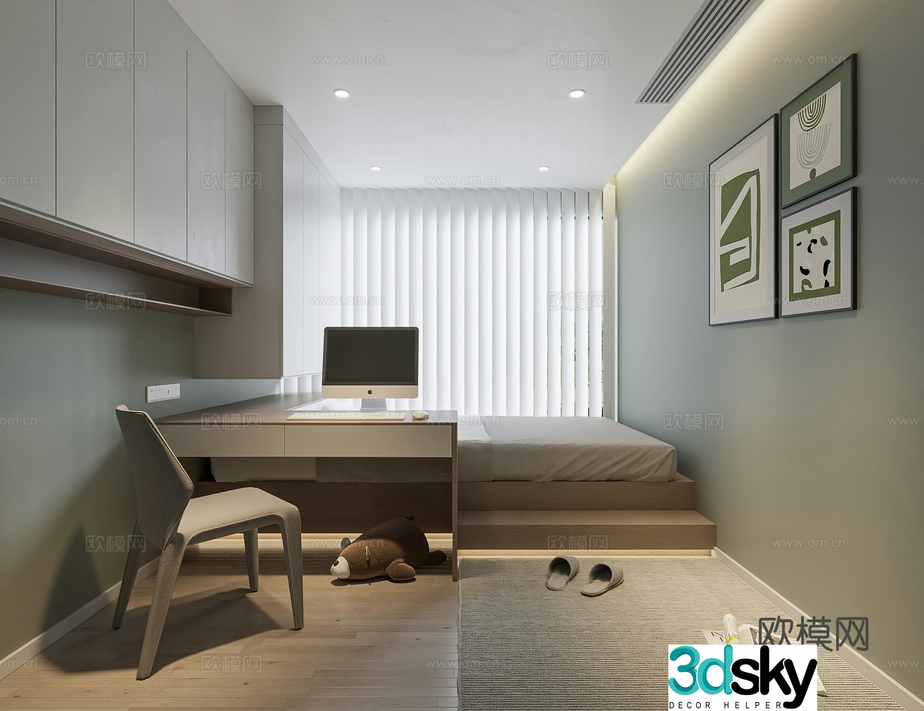Modern tatami bedroom 3d model