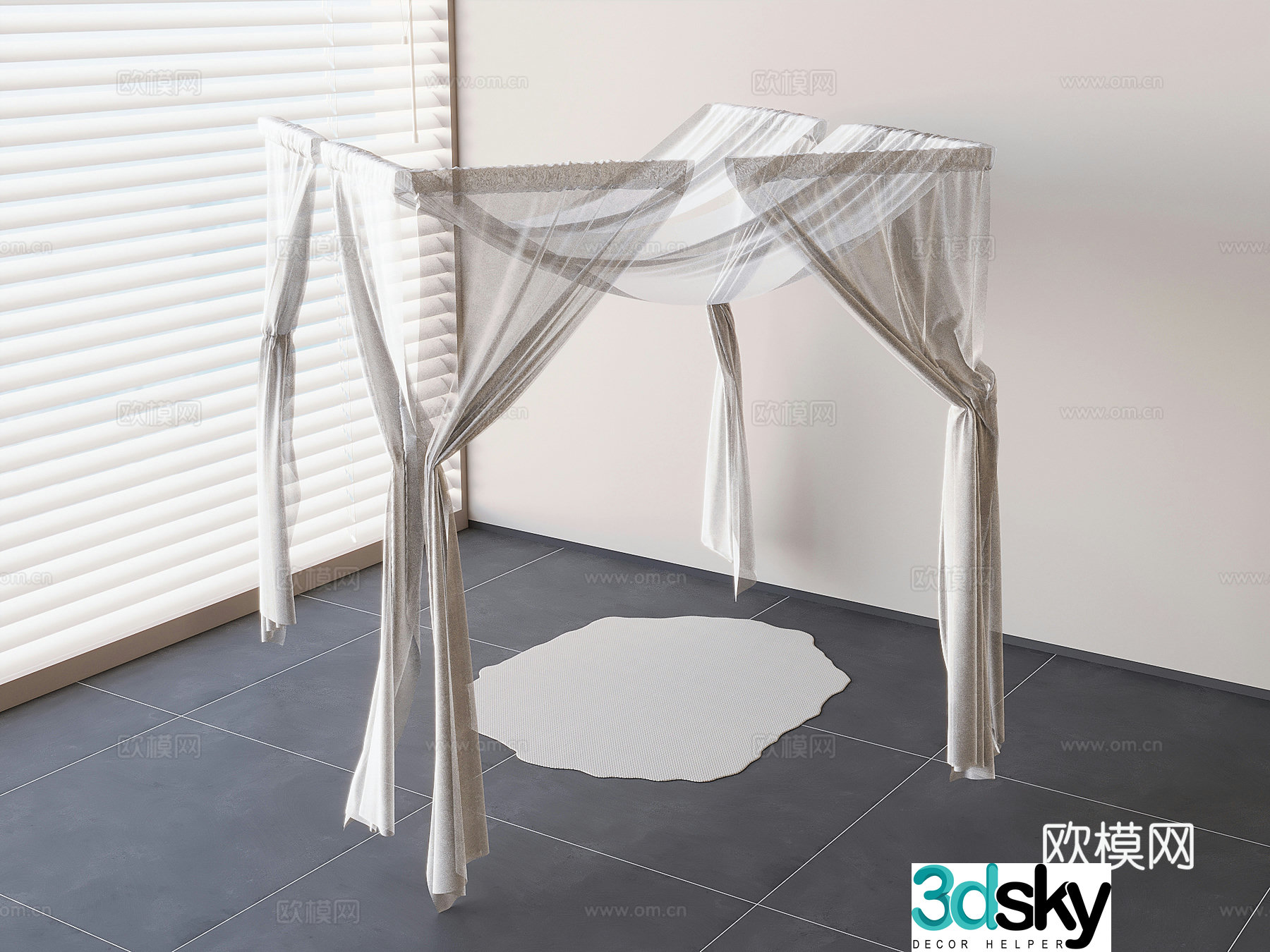 Modern curtain mosquito net bed curtain curtain 3d model