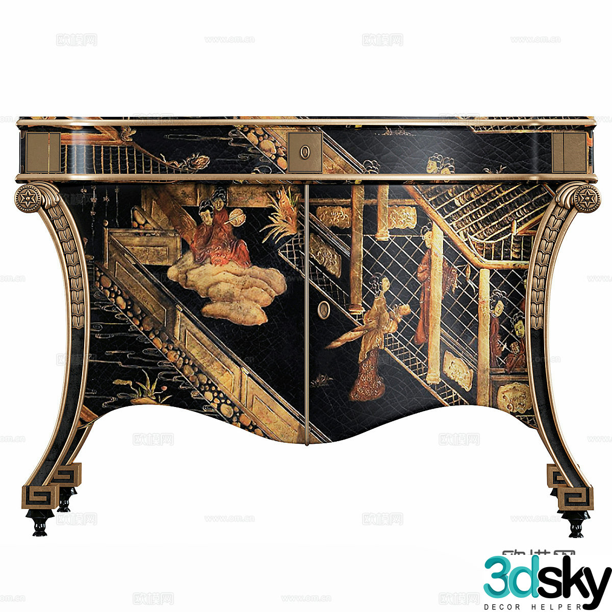 New Chinese style entrance cabinet end view cabinet 3D model