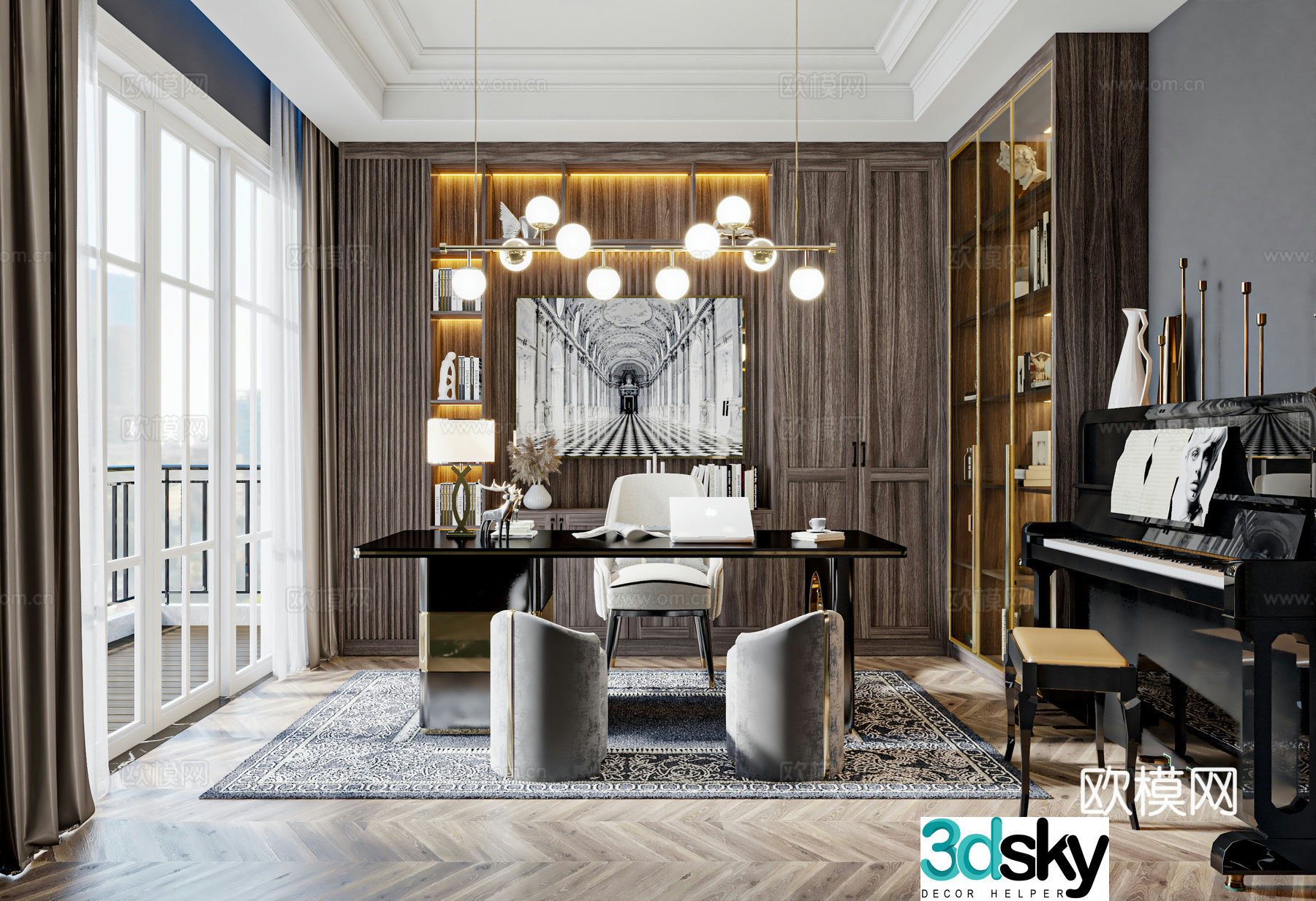 Modern study 3d model