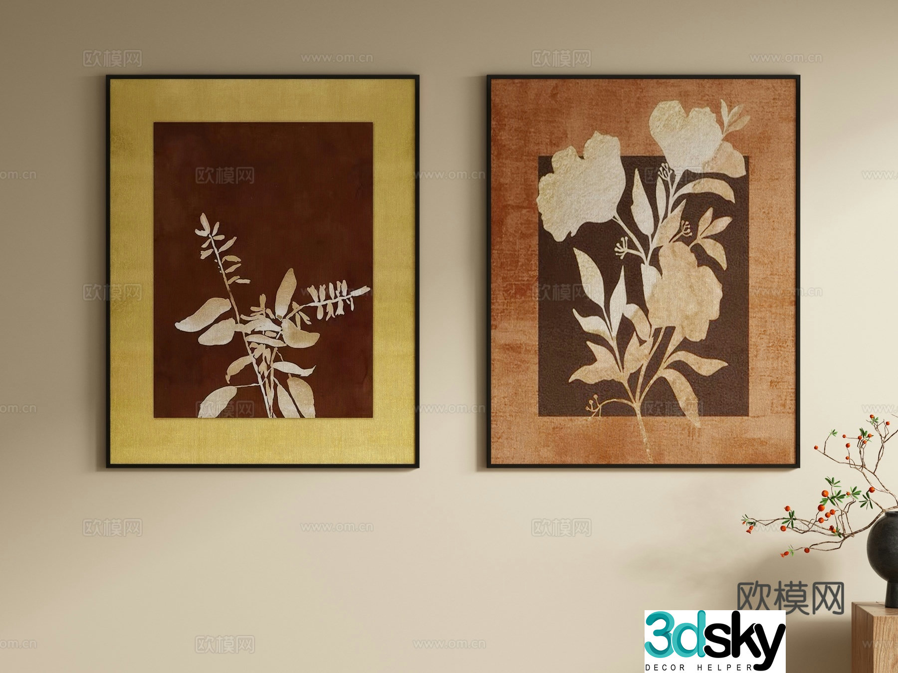 Medieval style decorative painting hanging painting 3d model