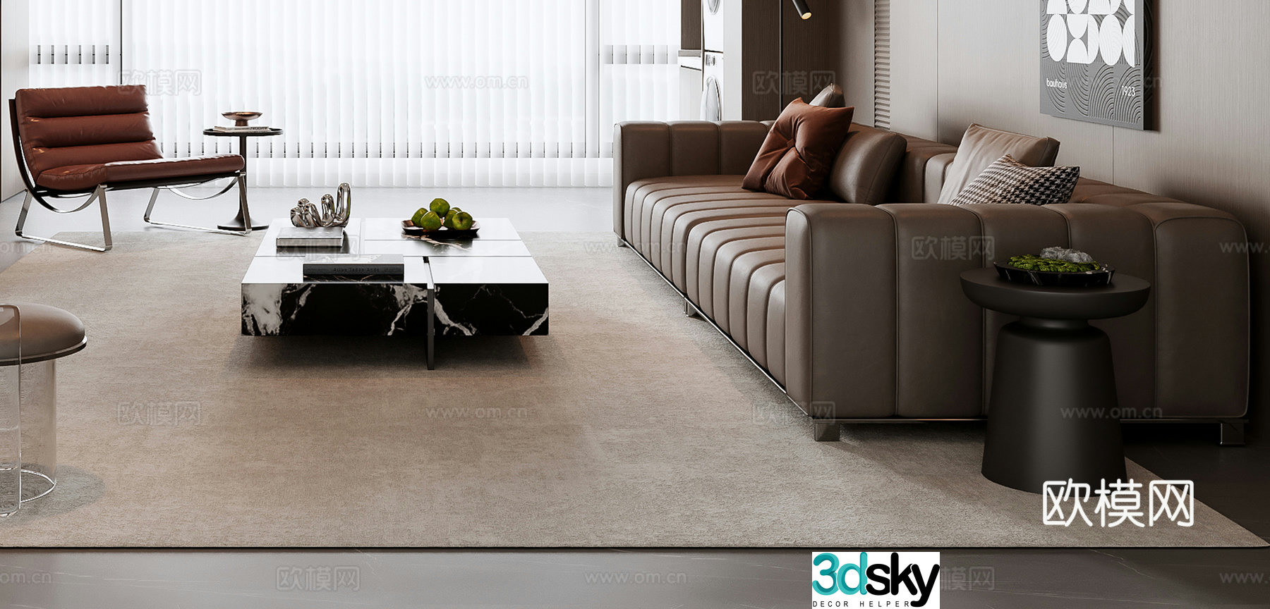 Italian sectional sofa 3d model
