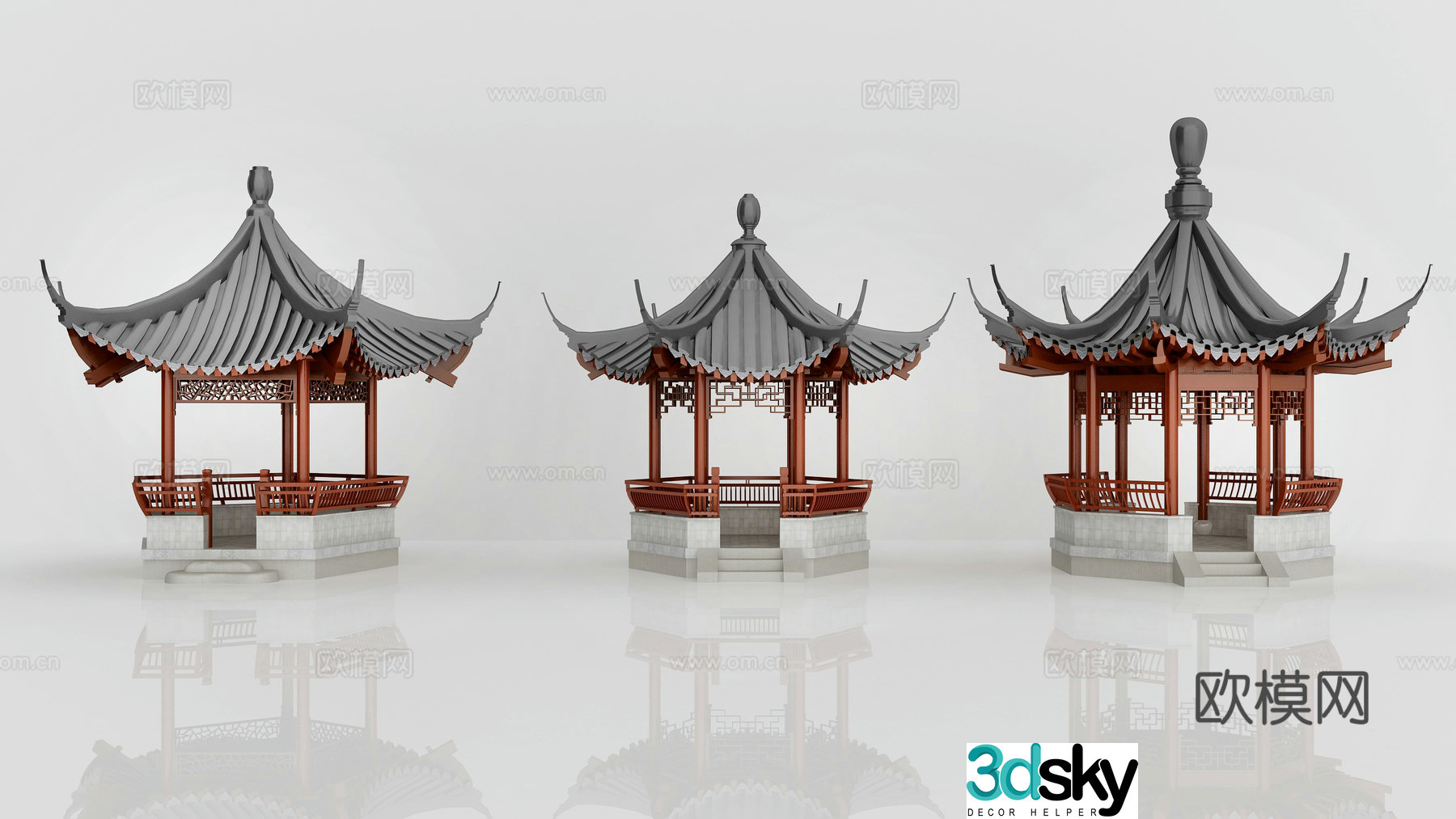 Chinese architecture ancient architecture pavilion loft landscape pavilion 3d model