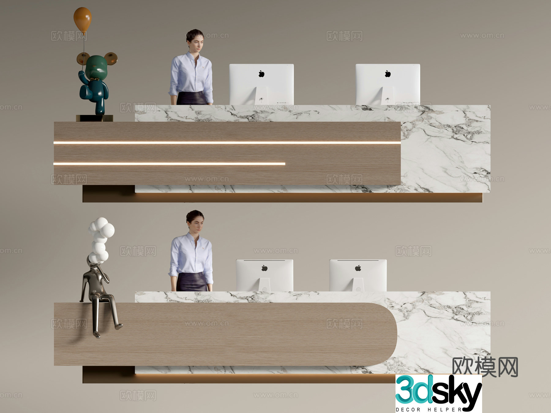 Company front desk reception desk service desk 3d model