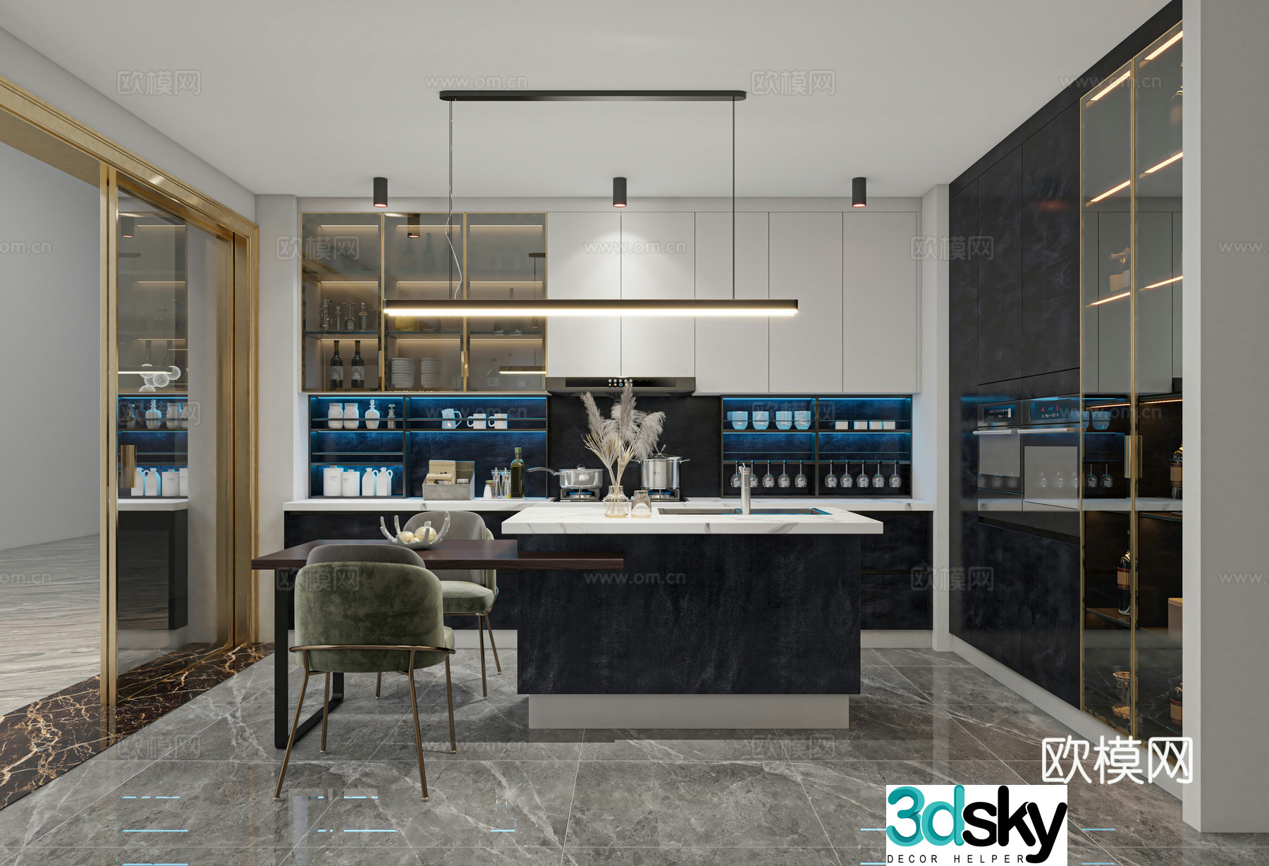 Modern island restaurant 3d model
