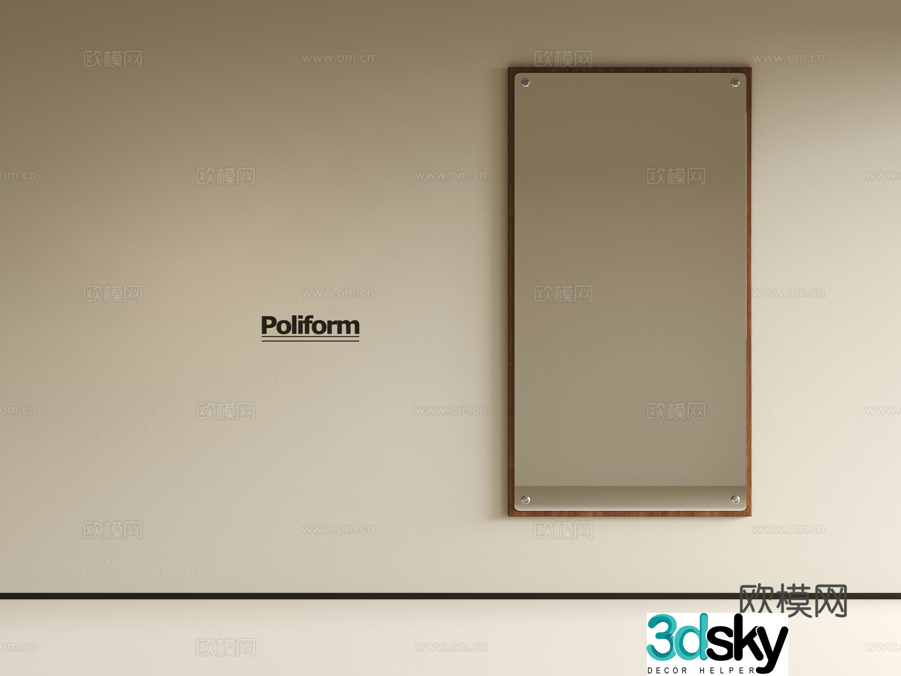 Wabi-sabi style mirror dressing mirror bathroom mirror 3d model