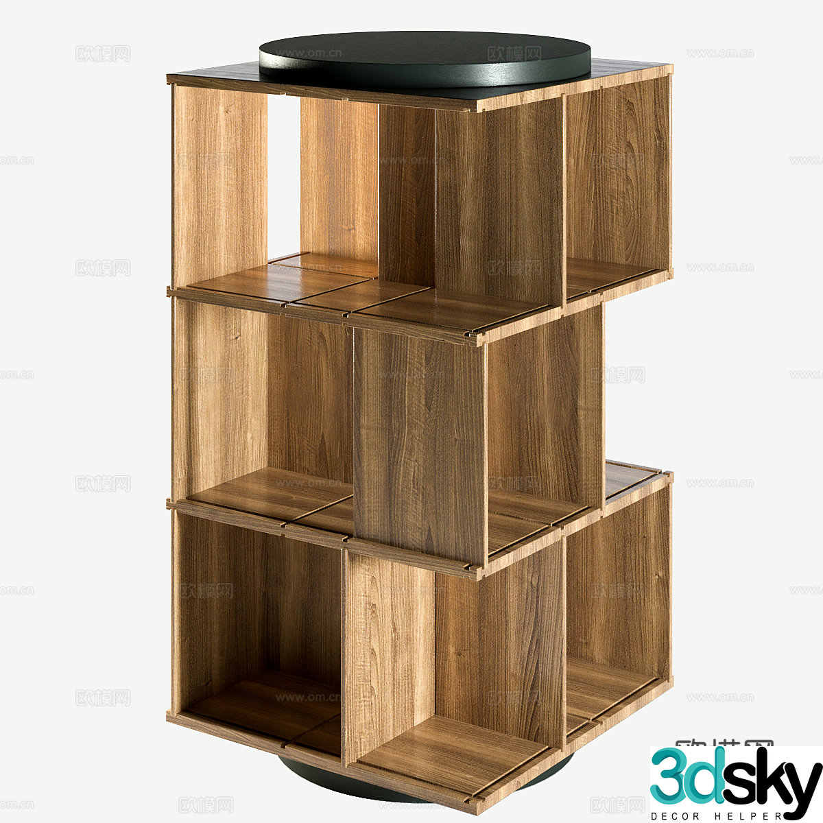 Log style bookshelf 3d model