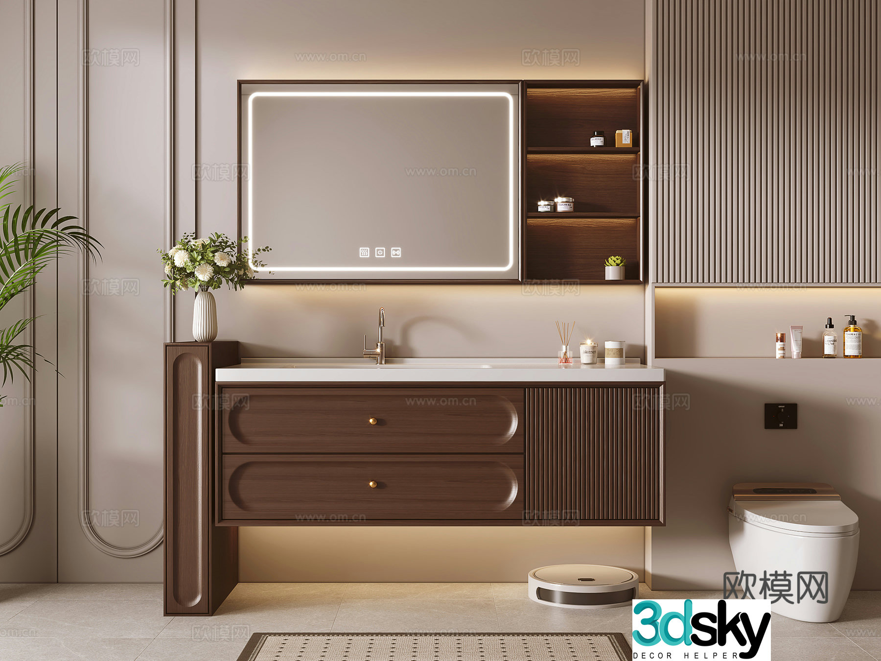 New Chinese style bathroom cabinet 3d model