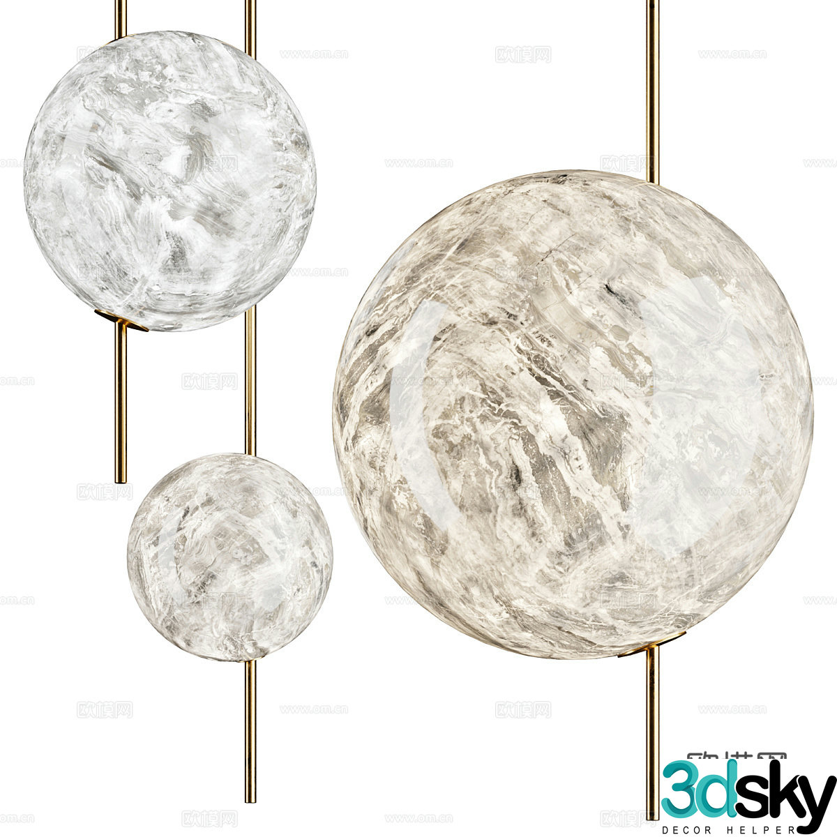 New Chinese style wall lamp moon lamp 3d model