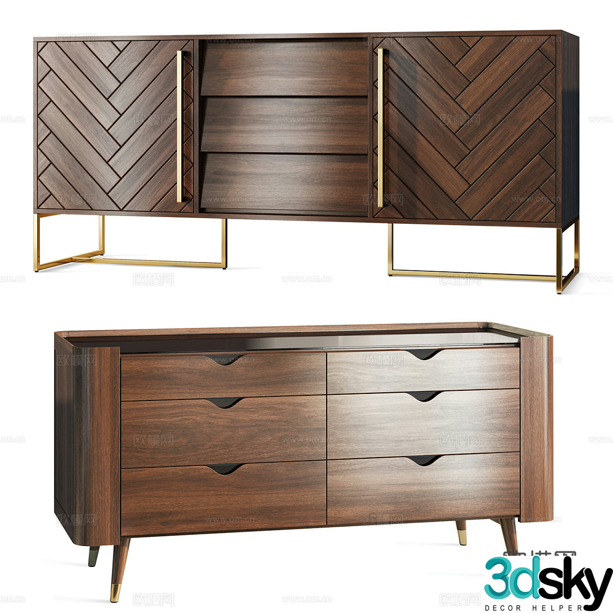 New Chinese style entrance cabinet 3D model