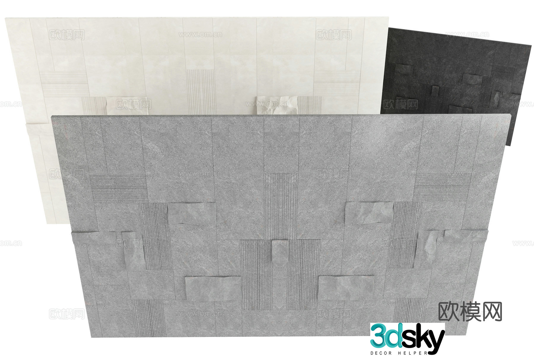 Modern stone wall background wall 3d model