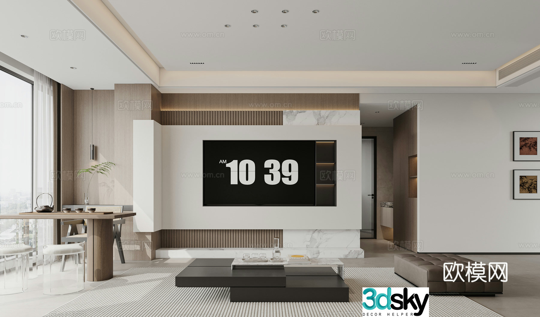 Modern TV background wall 3d model