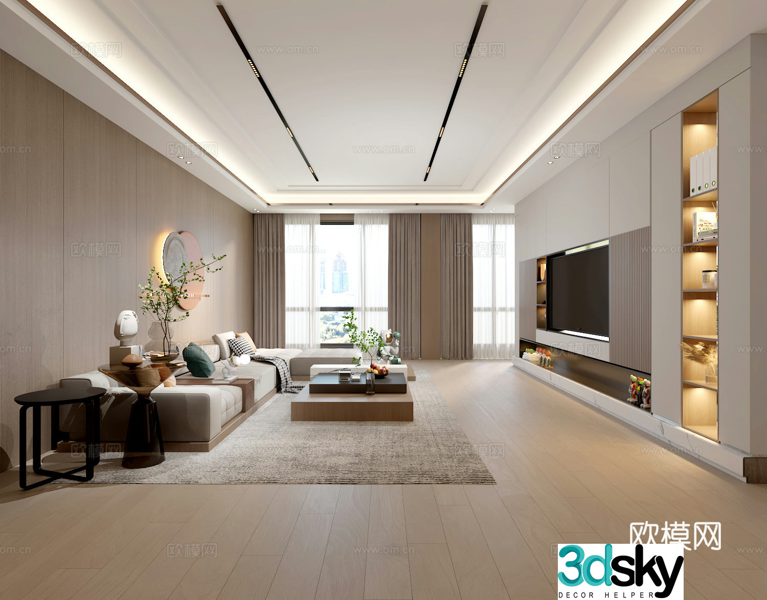 Modern living room bedroom 3d model