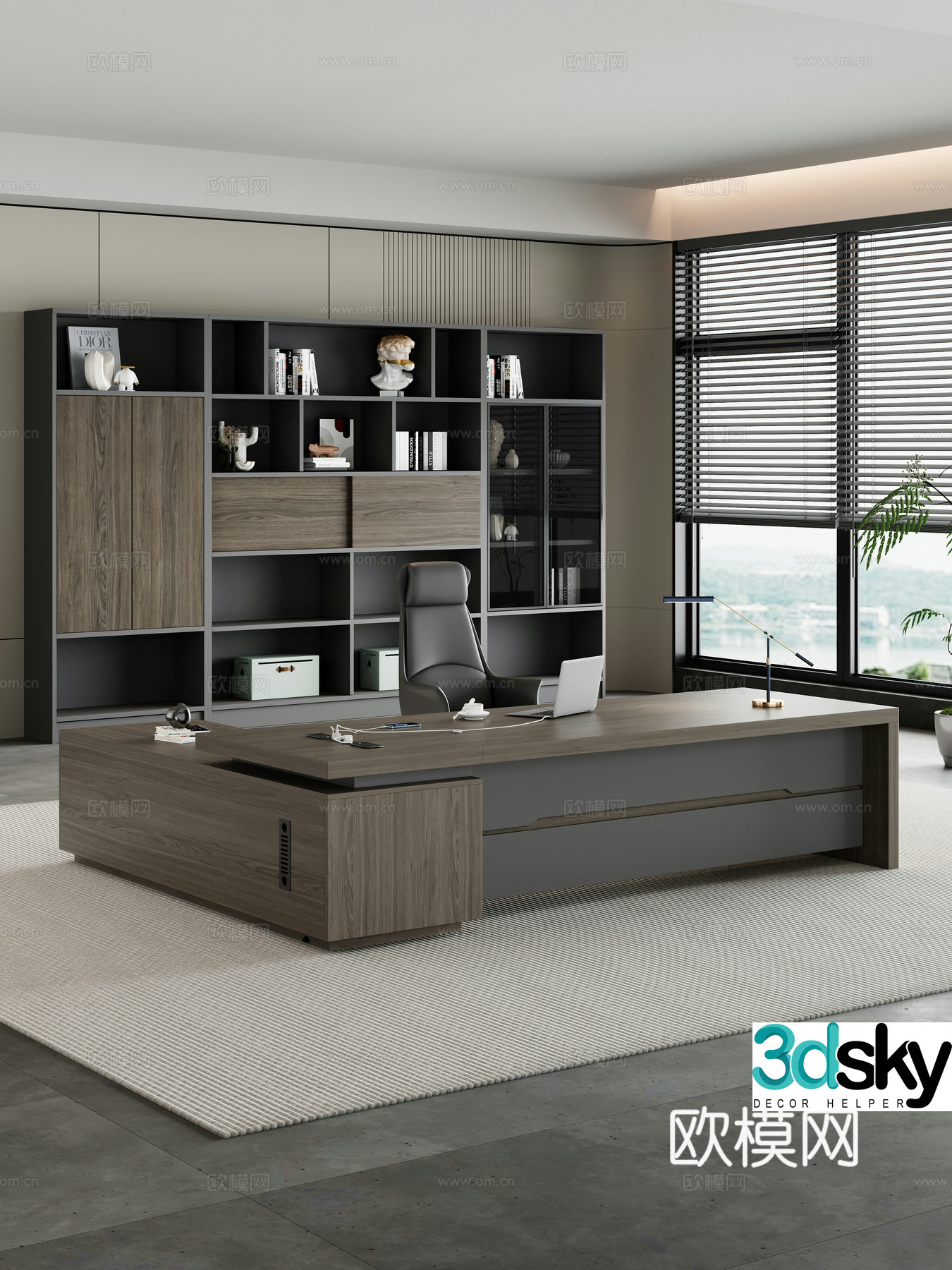 Modern office boss desk manager desk executive desk desk desk 3d model