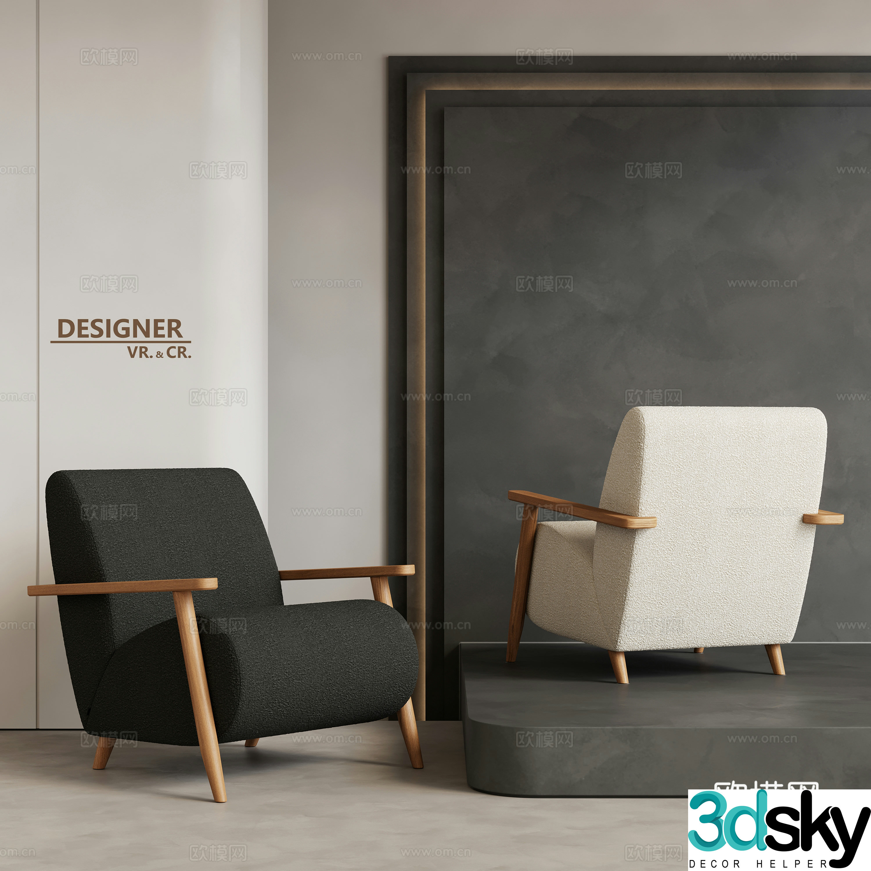 Modern single sofa chair fabric leisure chair 3d model