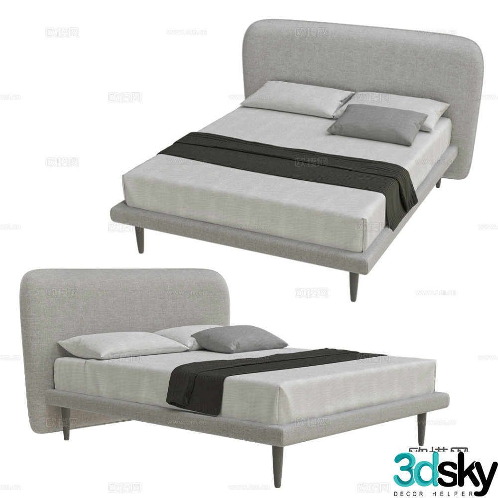 Modern double bed 3d model
