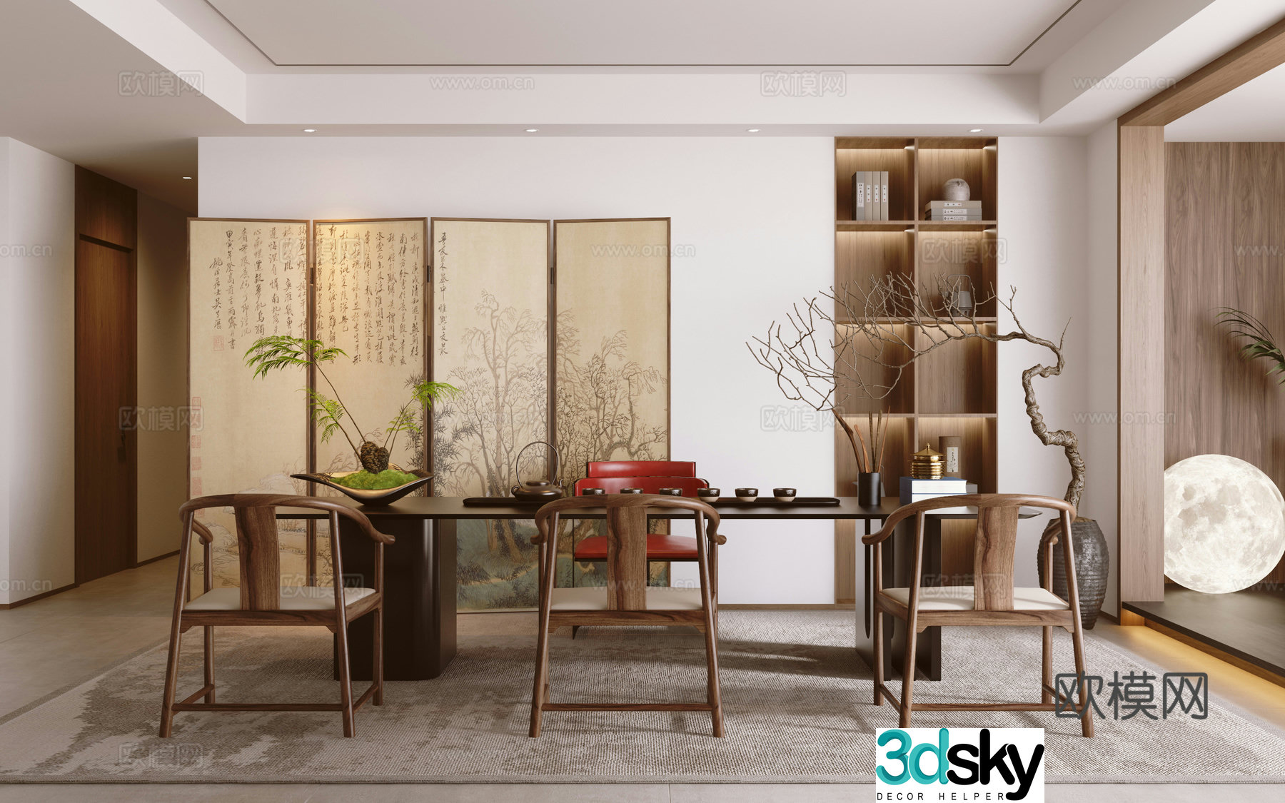 New Chinese tea room 3d model