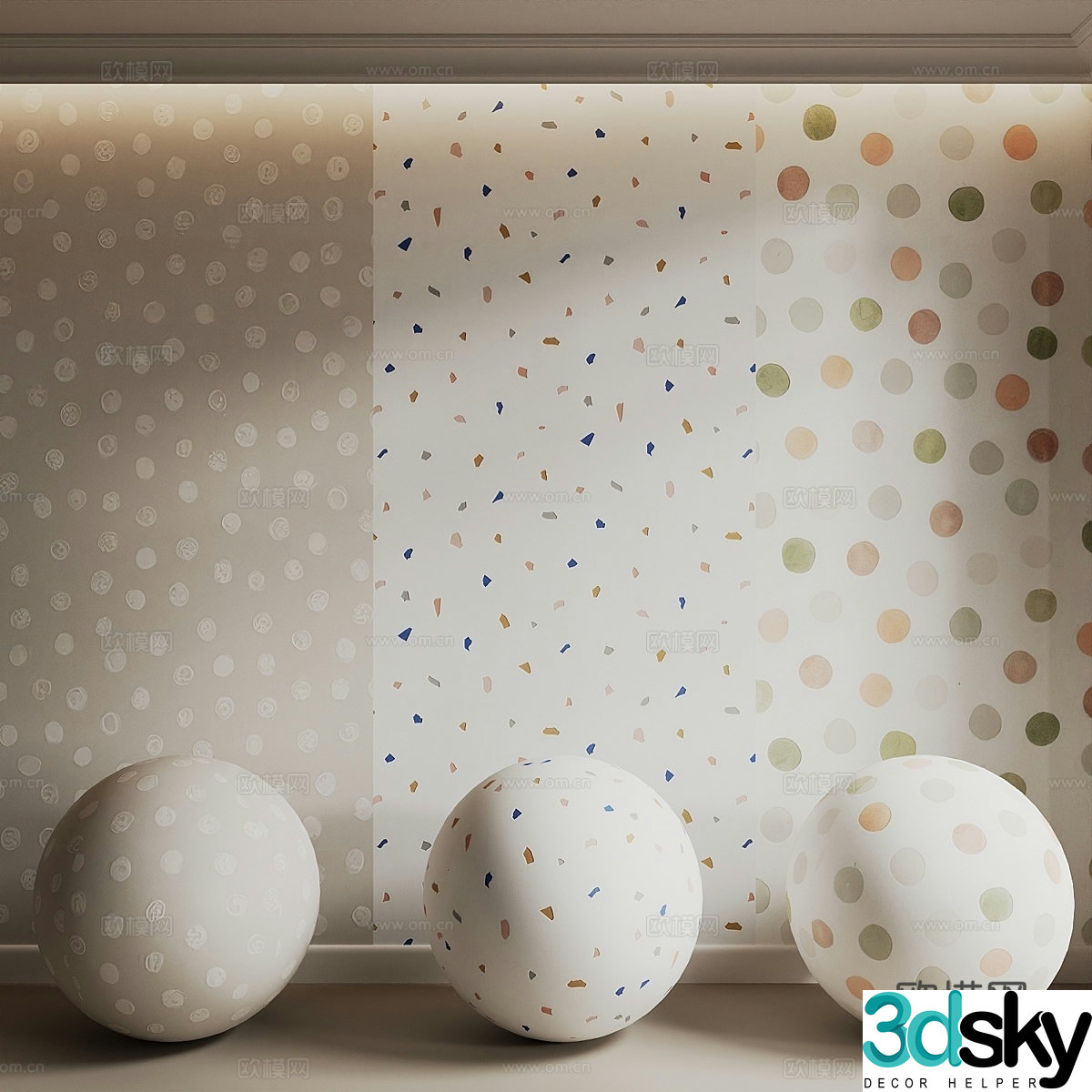 Modern children’s room wall covering wallpaper 3d model
