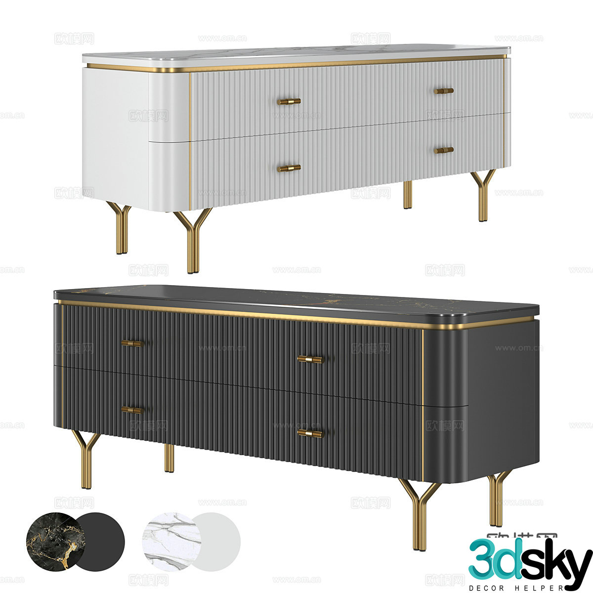 Light luxury TV cabinet 3D model