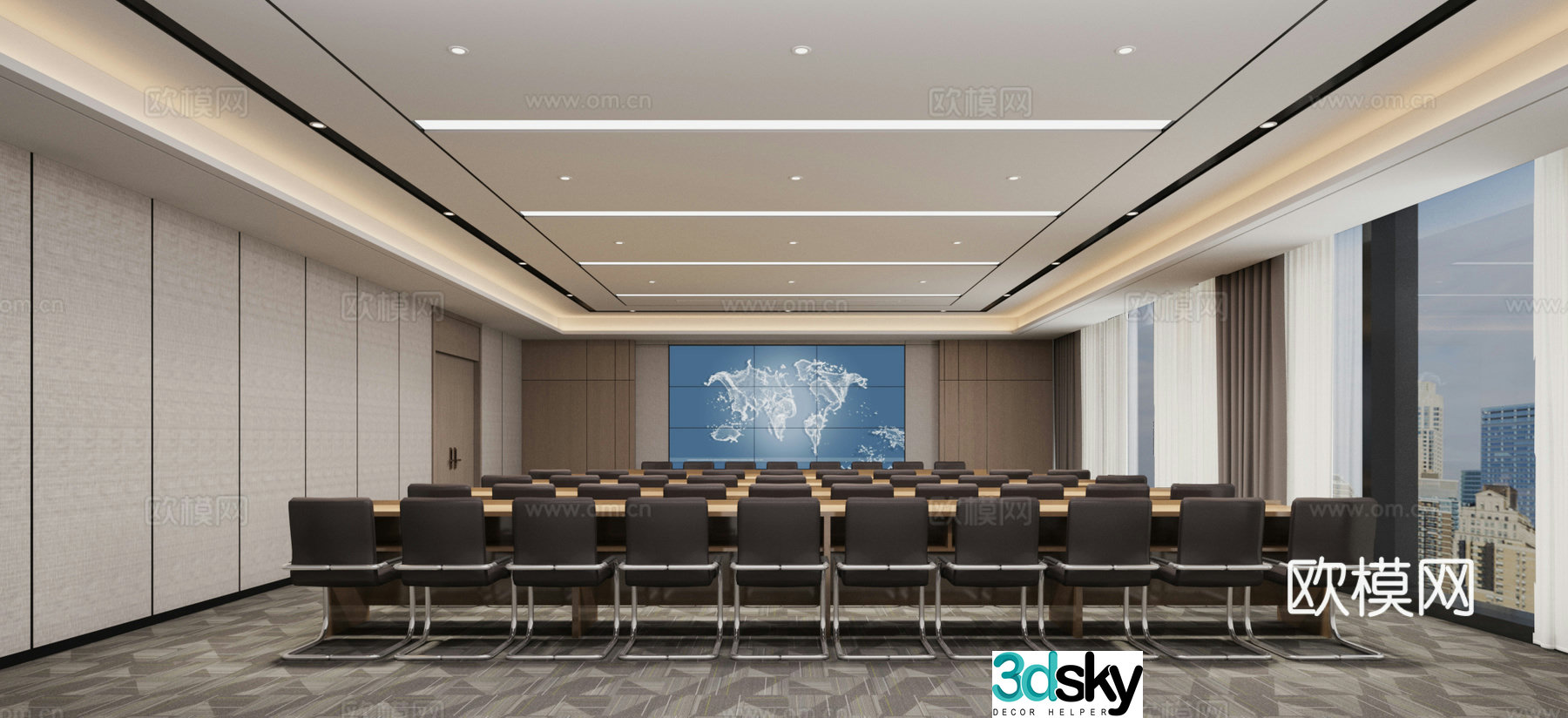 Modern large training room conference room 3d model